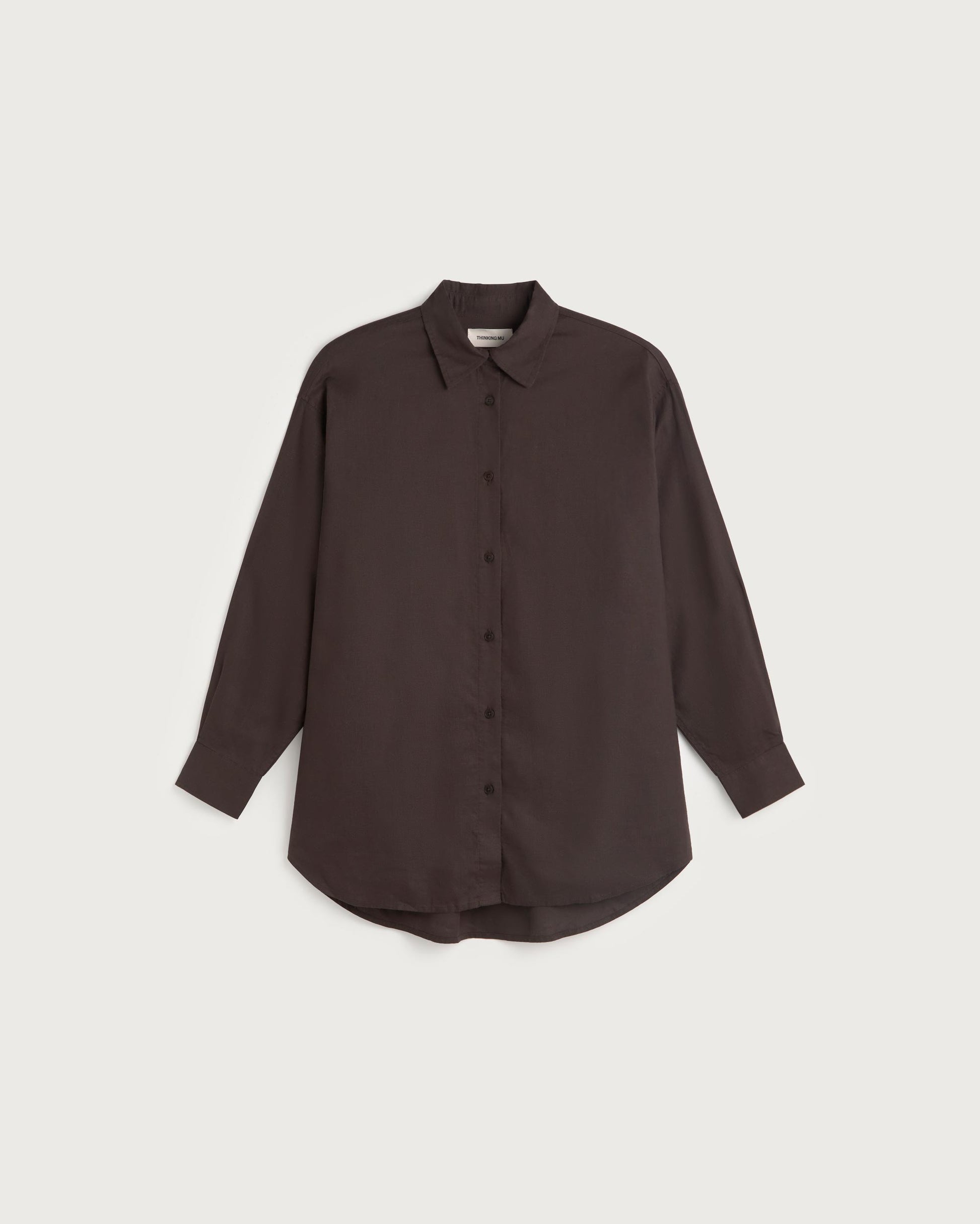 Blusa oversize marrón hemp Gia sostenible silueta - 1