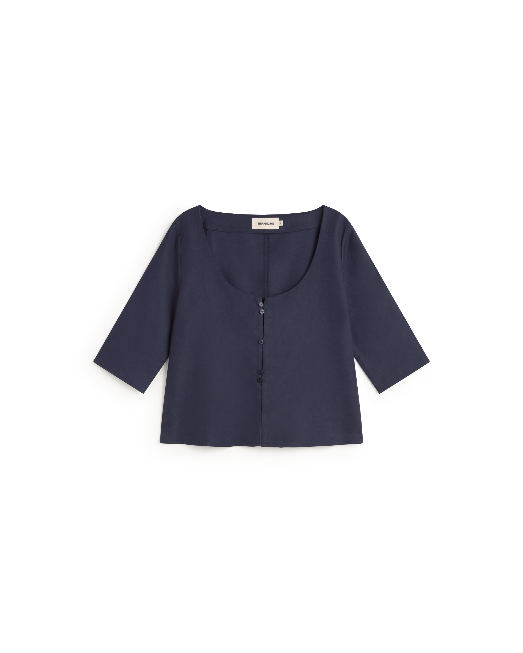 Navy Hemp Elara Blouse | Thinking Mu