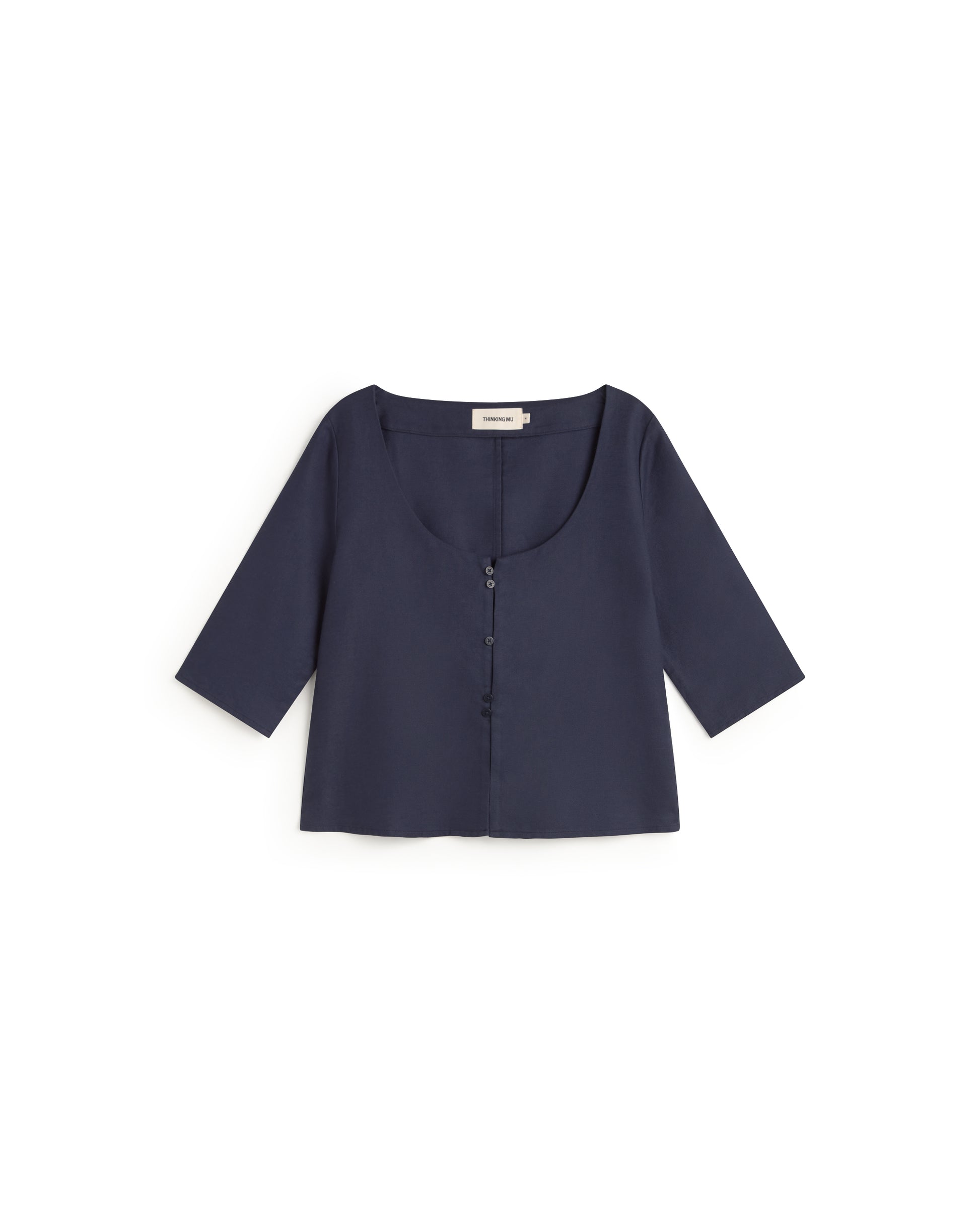 Blusa navy hemp Elara sostenible silueta - 1