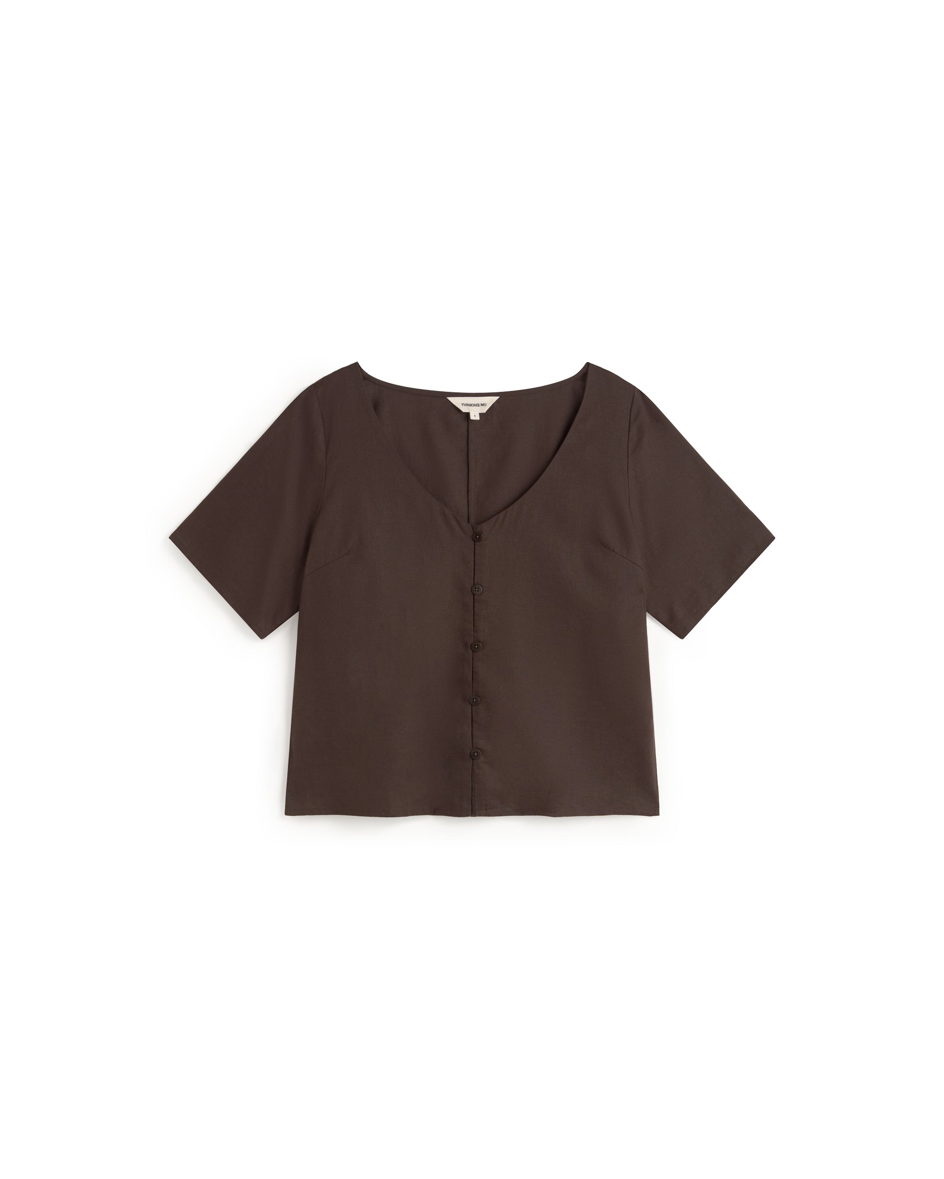 Blusa marrón hemp Leia sostenible silueta - 1