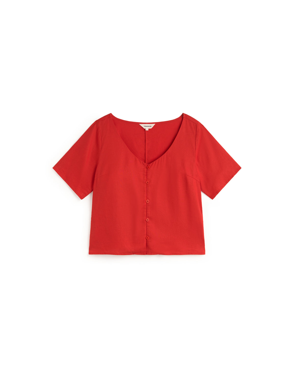 Blusa roja hemp Leia sostenible silueta - 1