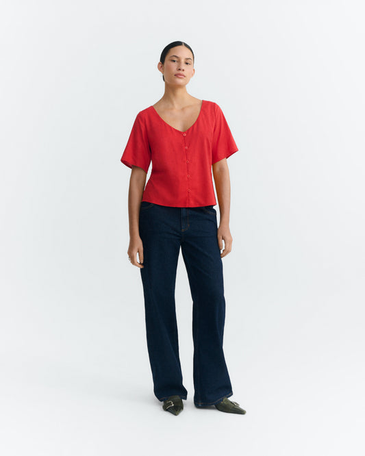 Blusa roja hemp Leia sostenible - 1
