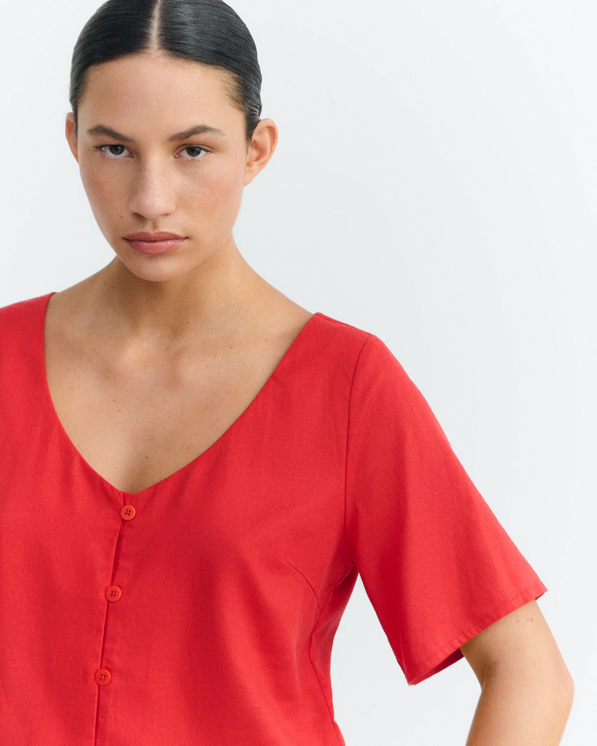 Blusa roja hemp Leia sostenible - 3