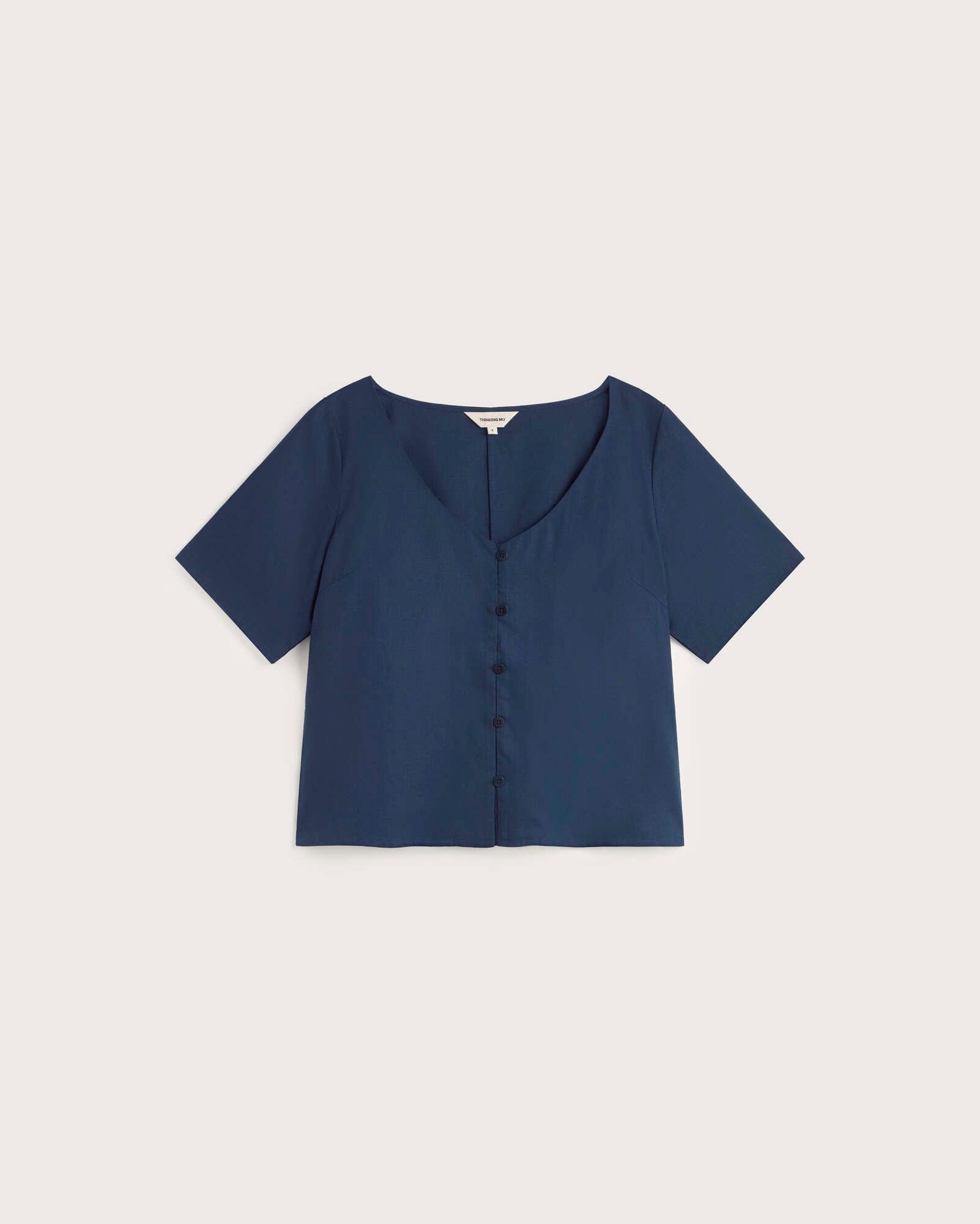 Blusa azul hemp Leia sostenible silueta - 1