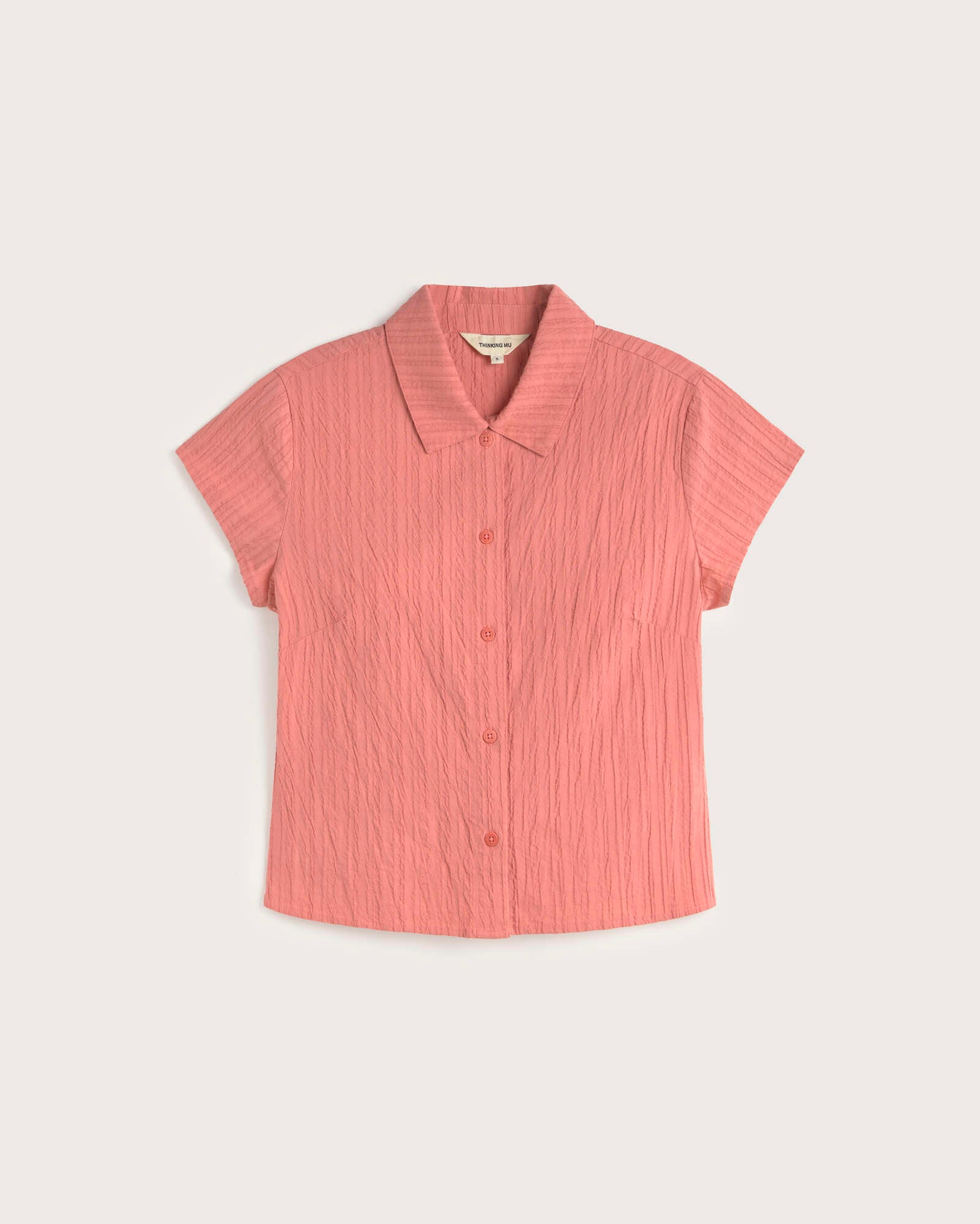 Blusa slim popcorn rosa Kitty sostenible silueta - 1