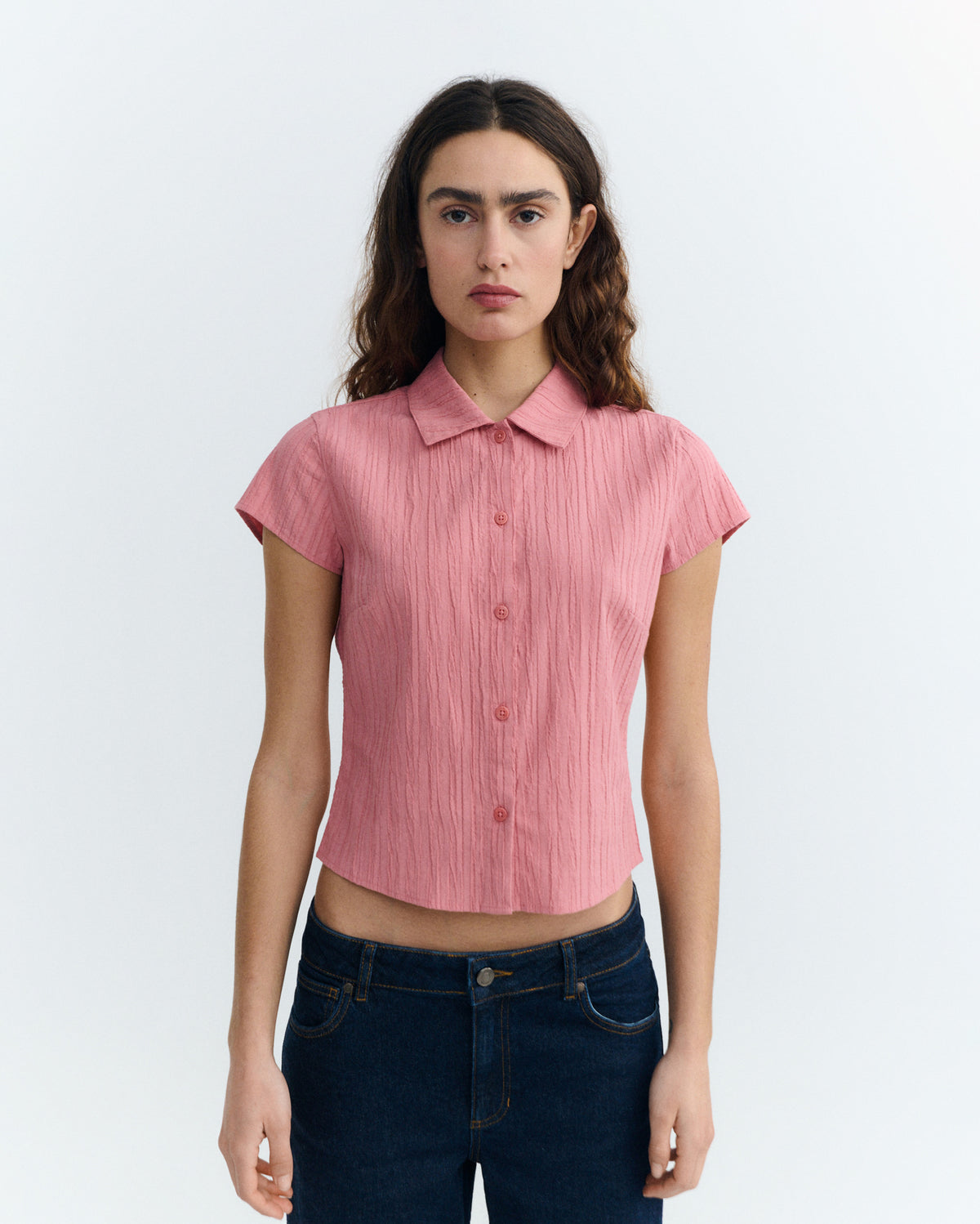 Blusa slim popcorn rosa Kitty sostenible - 3