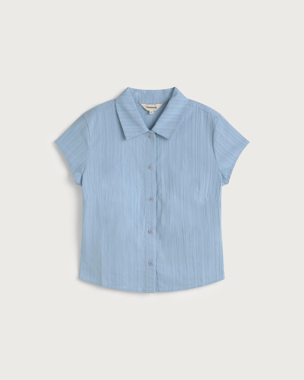 Blusa slim popcorn azul Kitty sostenible silueta - 1