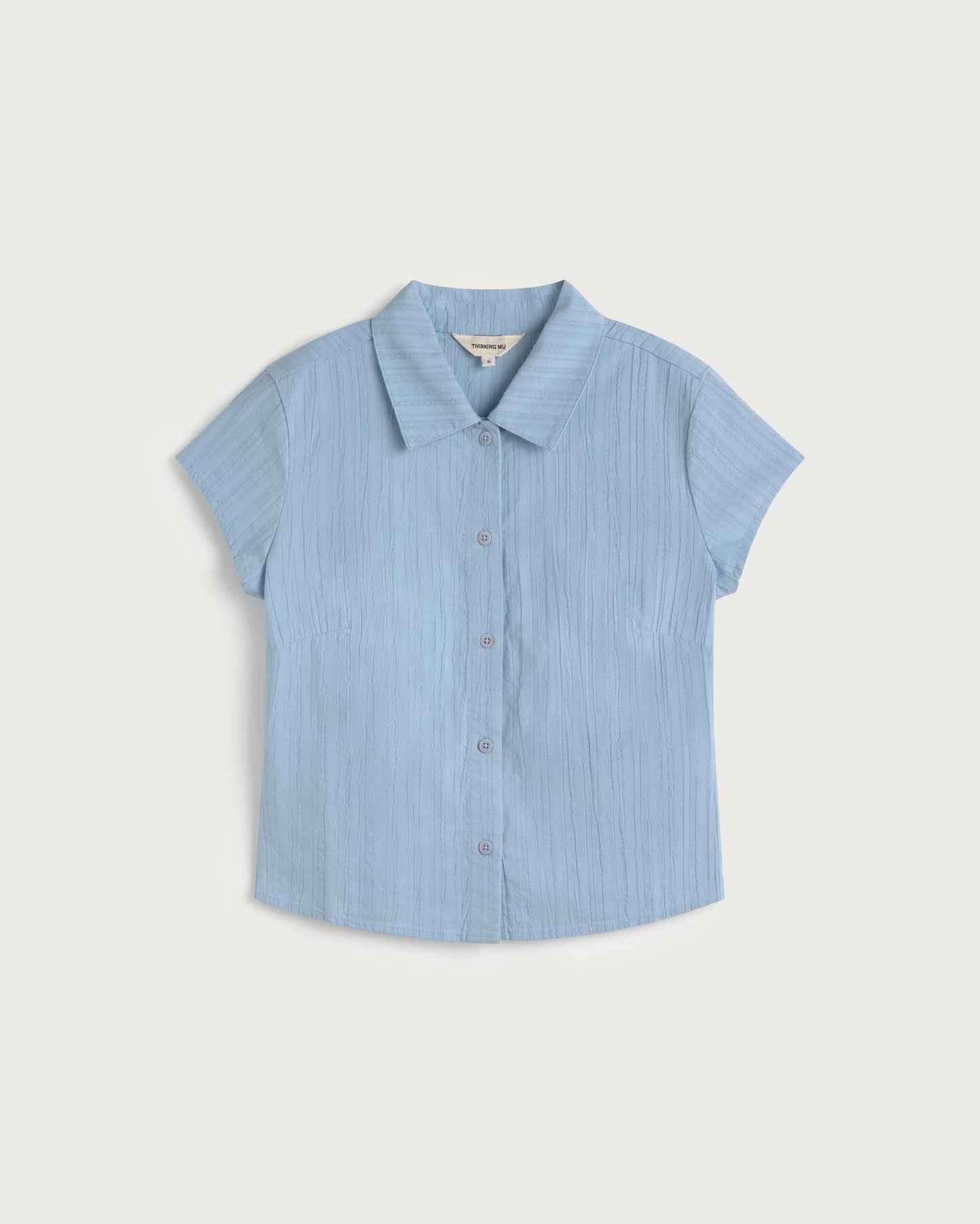 Blusa slim popcorn azul Kitty sostenible silueta - 1