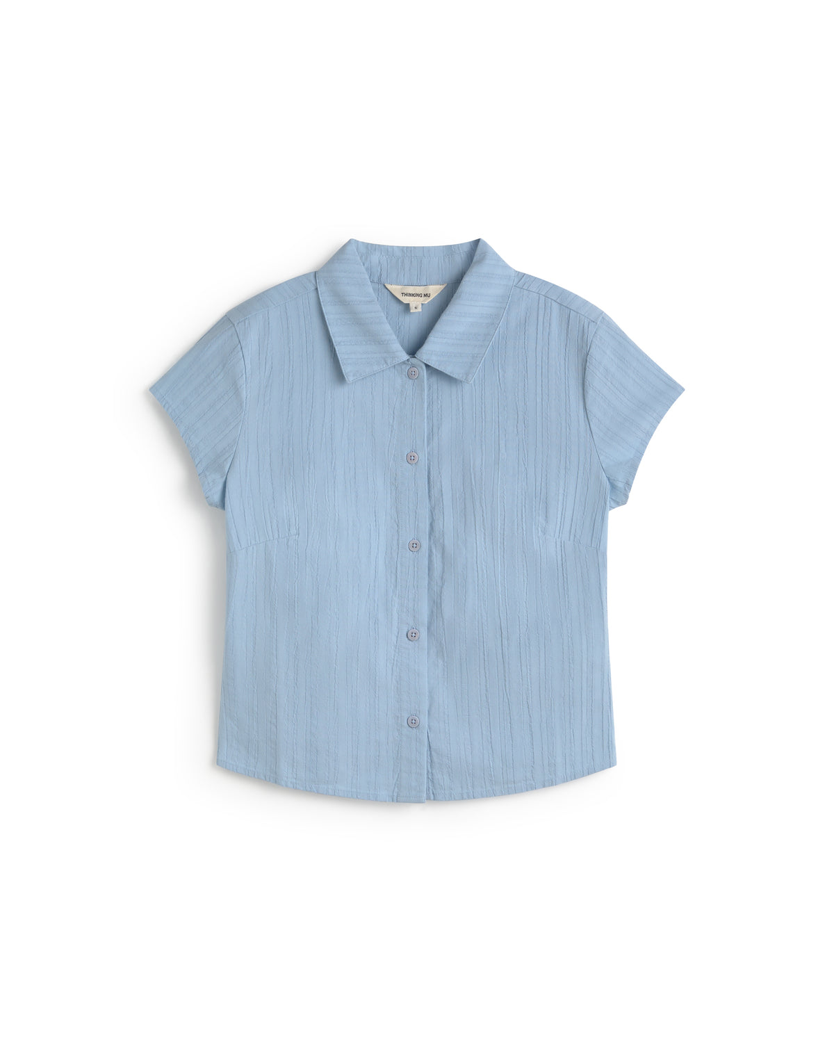 Blusa slim popcorn azul Kitty sostenible silueta - 1