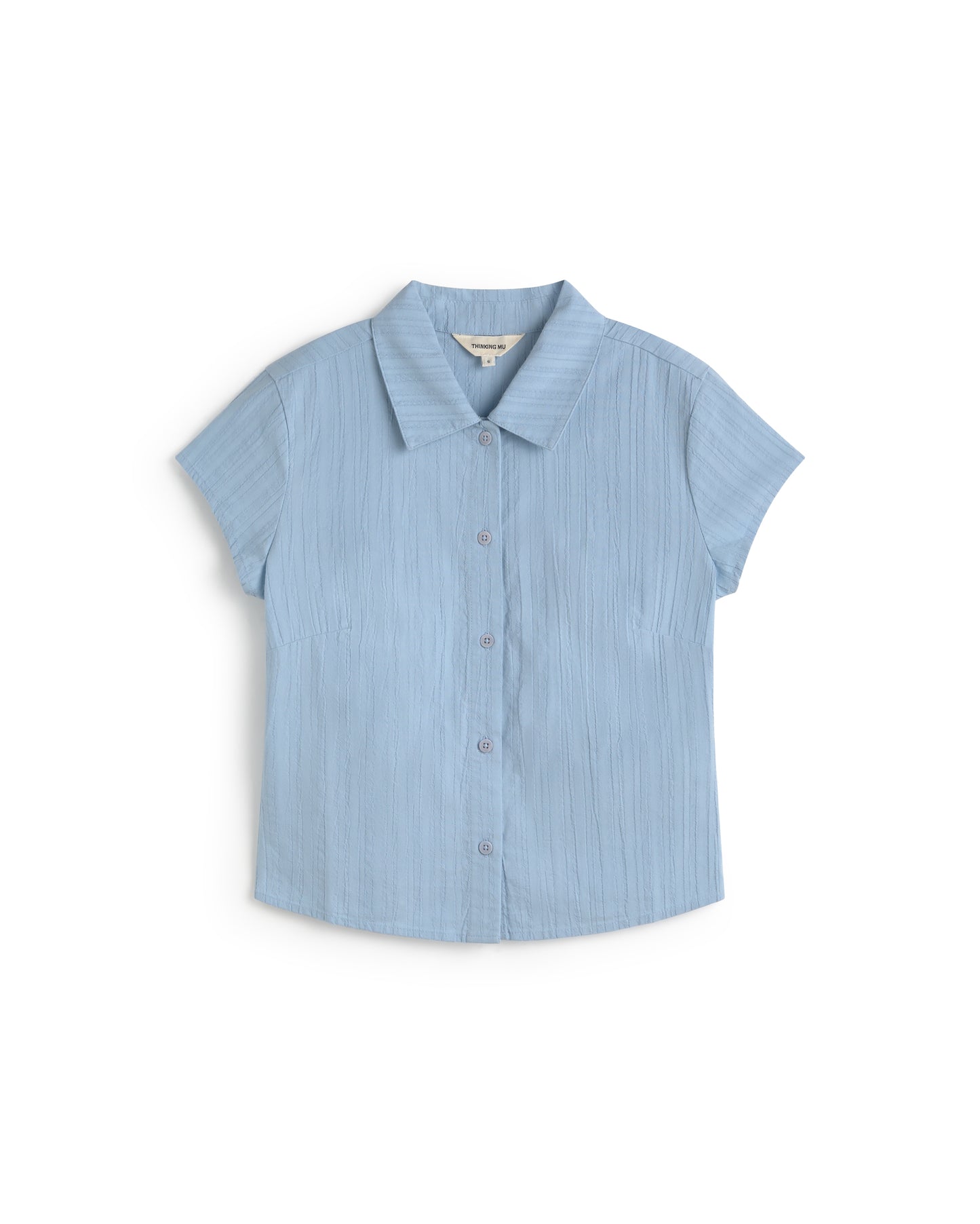 Blusa slim popcorn azul Kitty sostenible silueta - 1