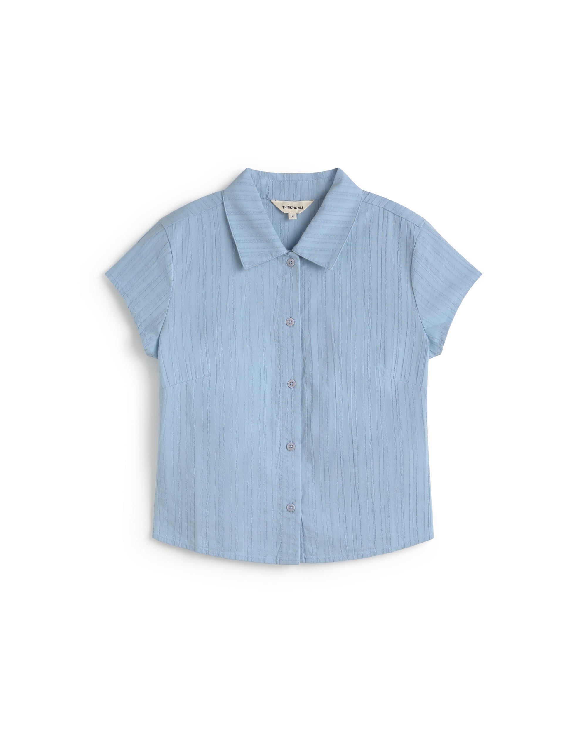 Blusa slim popcorn azul Kitty sostenible silueta - 1