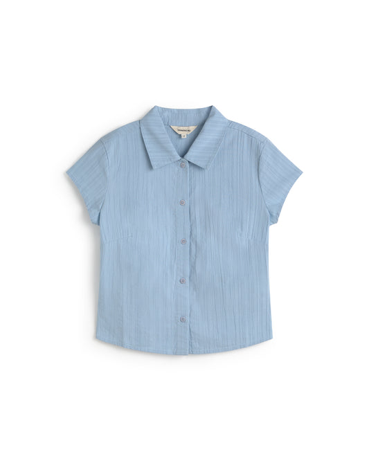 Blusa slim popcorn azul Kitty sostenible silueta - 1