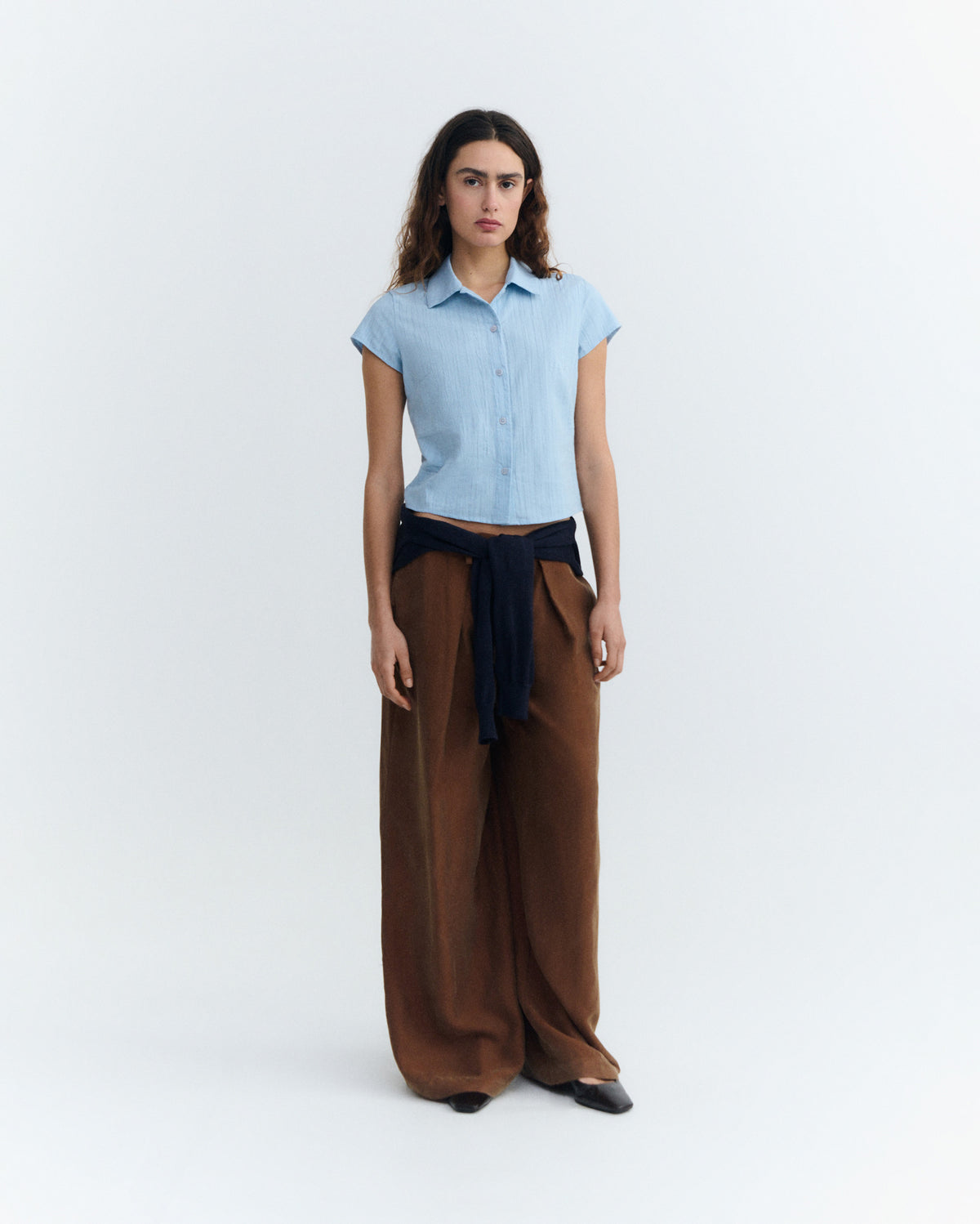 Blusa slim popcorn azul Kitty sostenible - 1