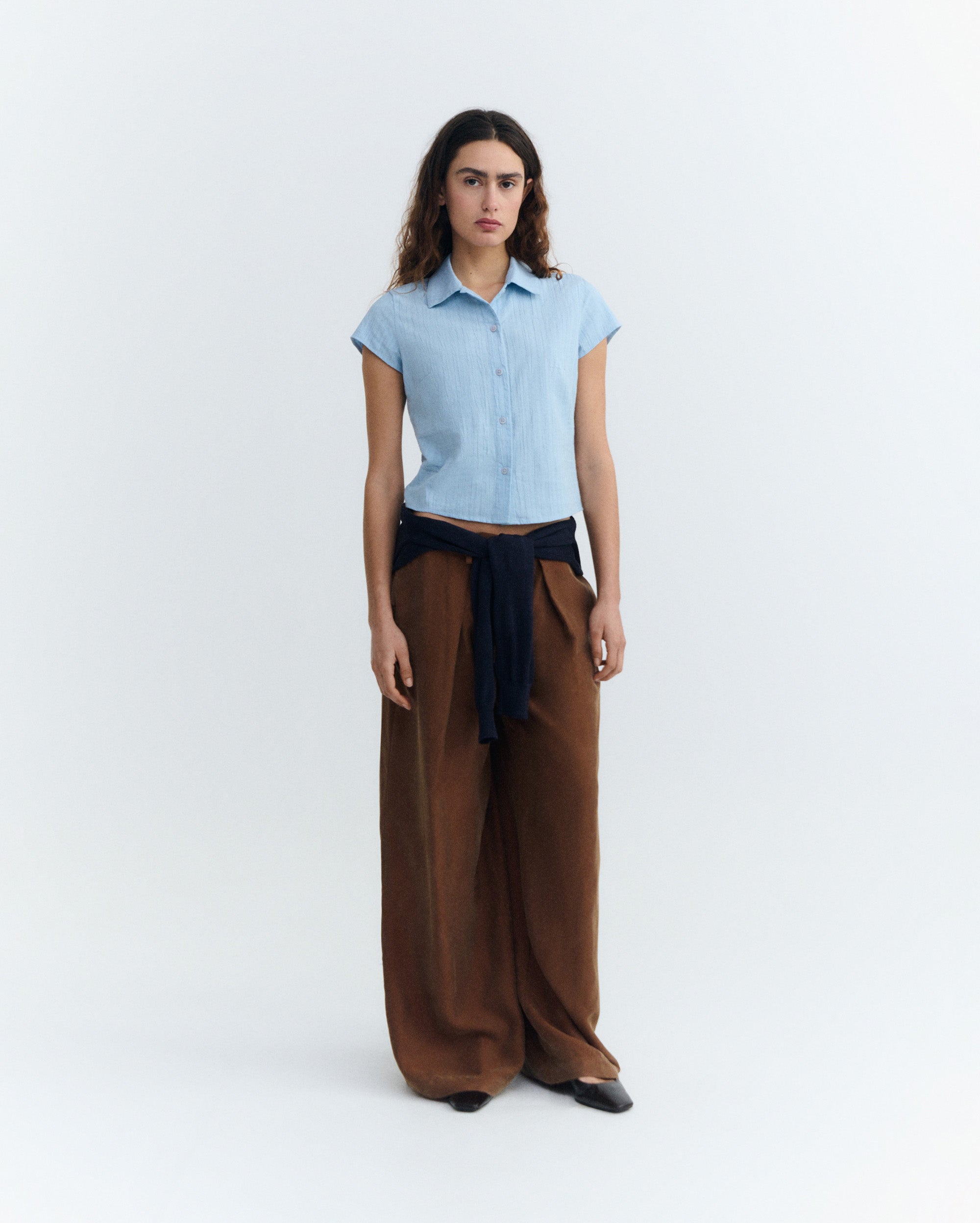 Blusa slim popcorn azul Kitty sostenible - 1