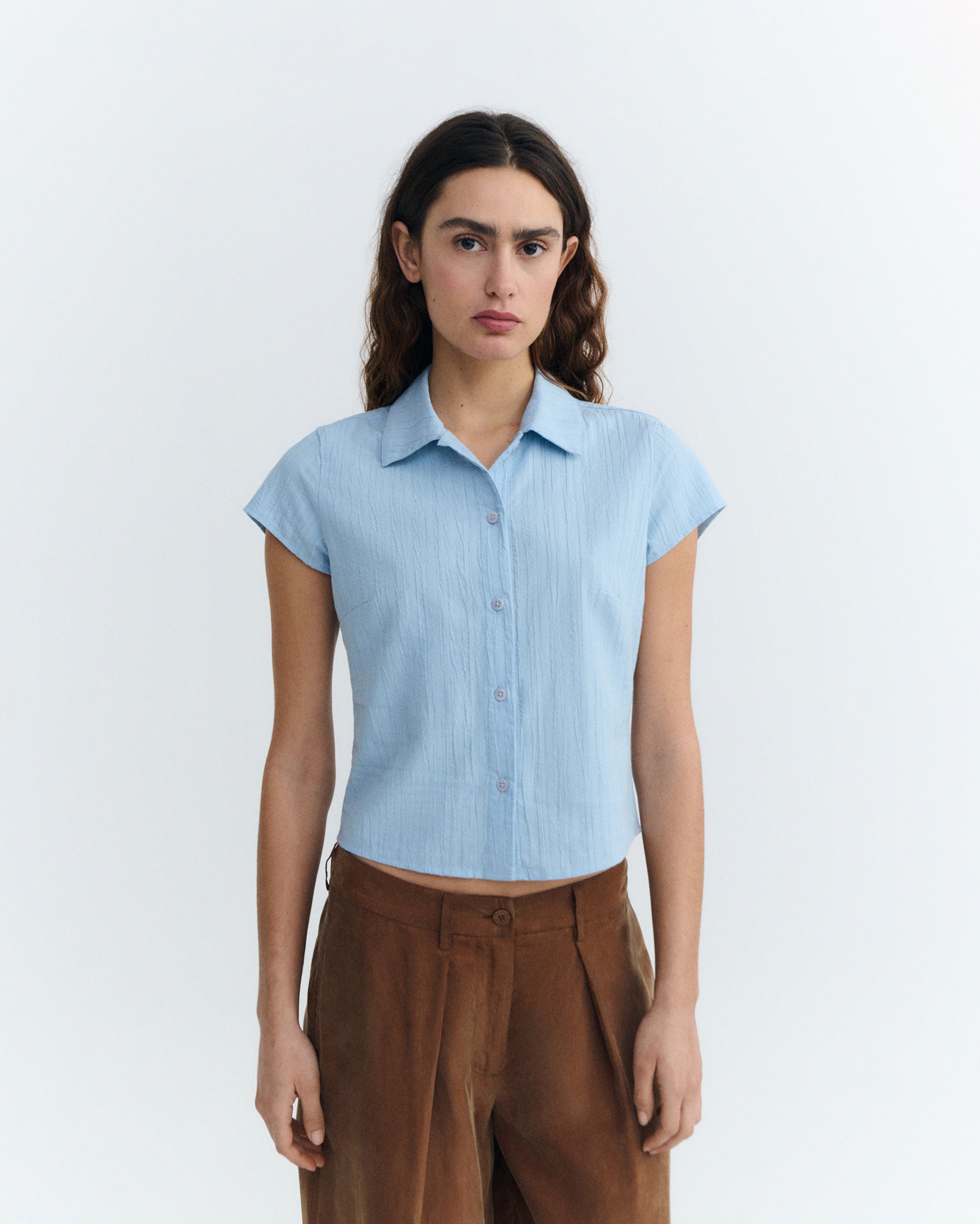 Blusa slim popcorn azul Kitty sostenible - 2