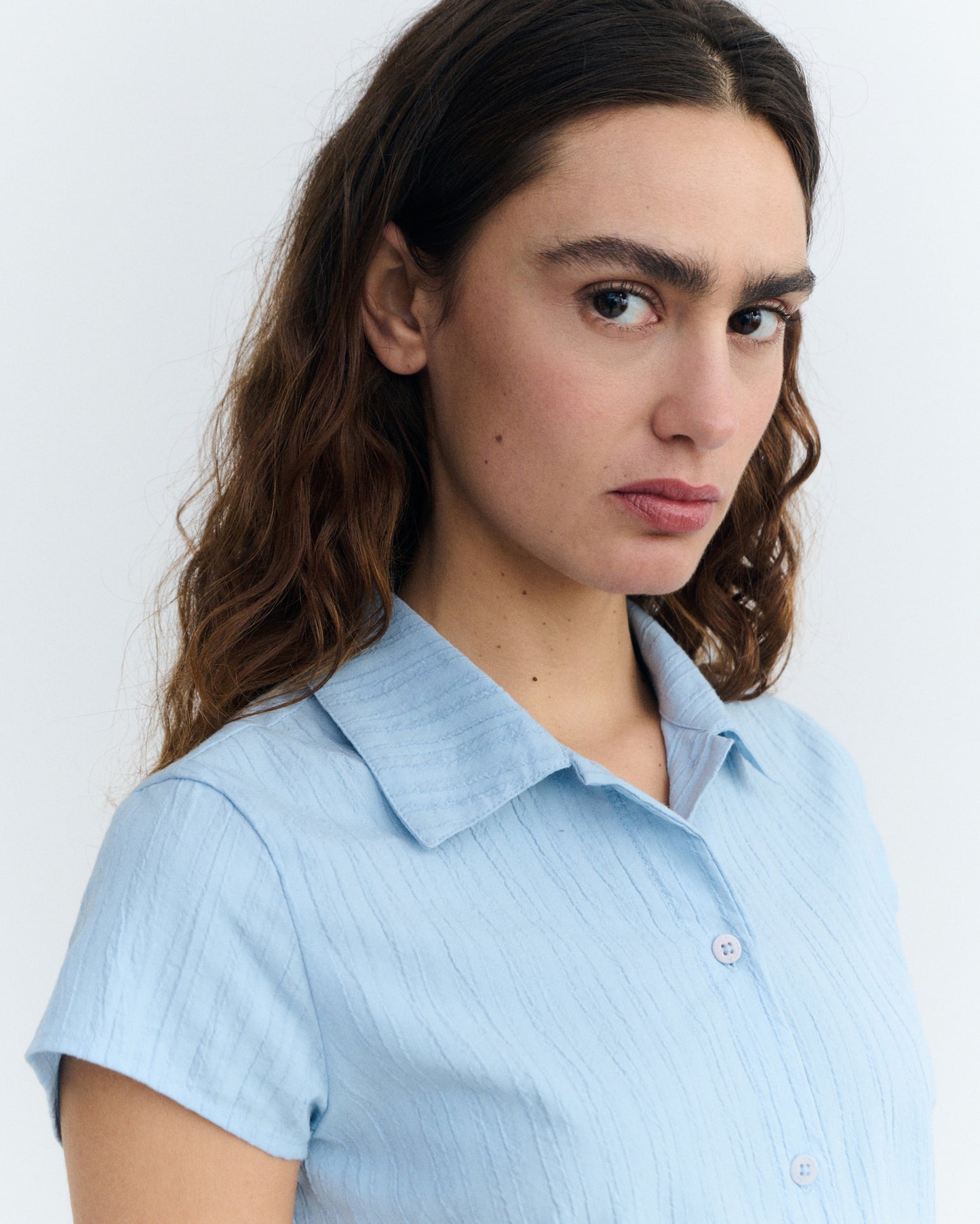 Blusa slim popcorn azul Kitty sostenible - 3