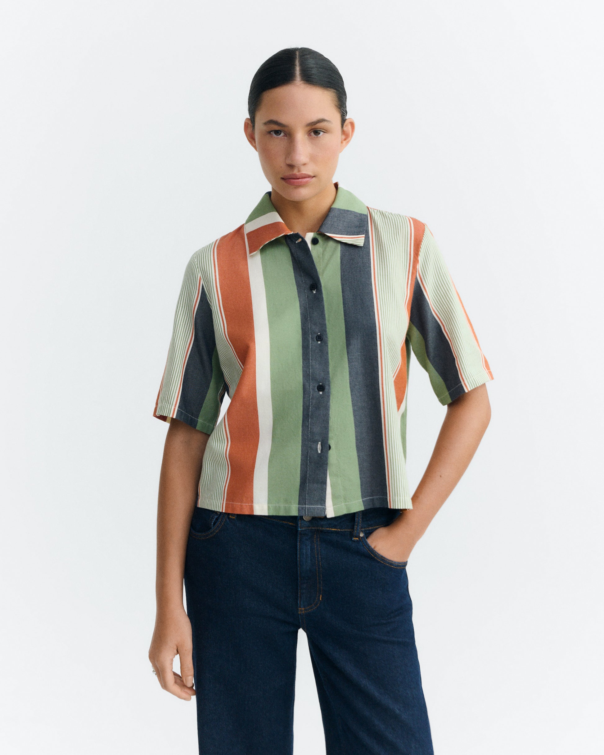 Blusa estampada rayas multicolor Ane sostenible - 2