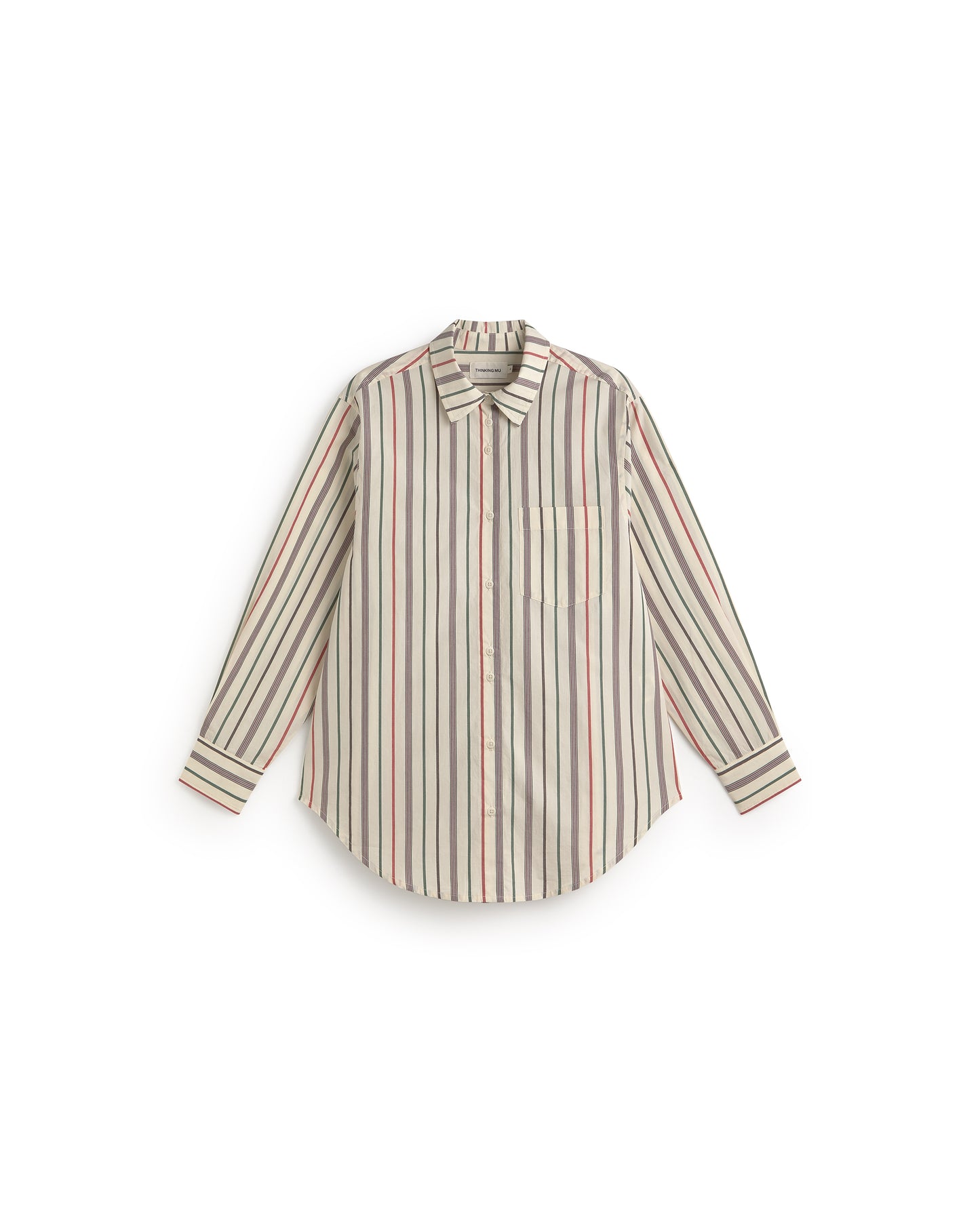 Camisa oversize rayas multicolor cruda Odelia sostenible silueta - 1