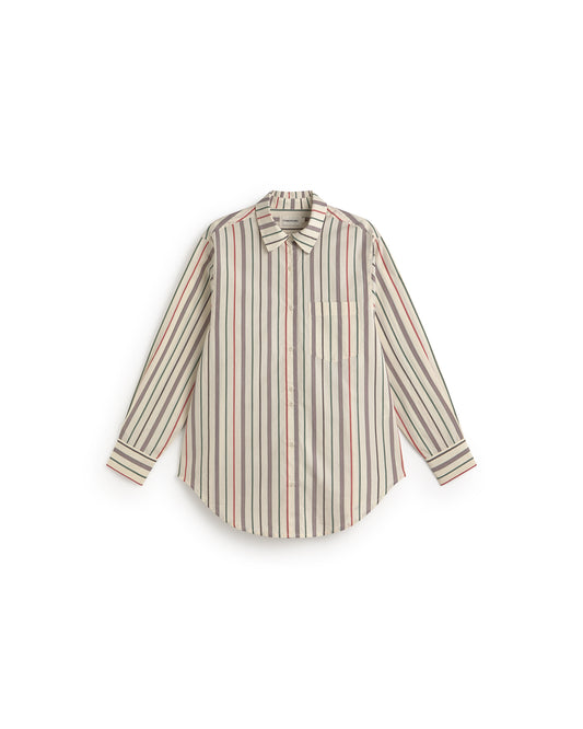 Camisa oversize rayas multicolor cruda Odelia sostenible silueta - 1