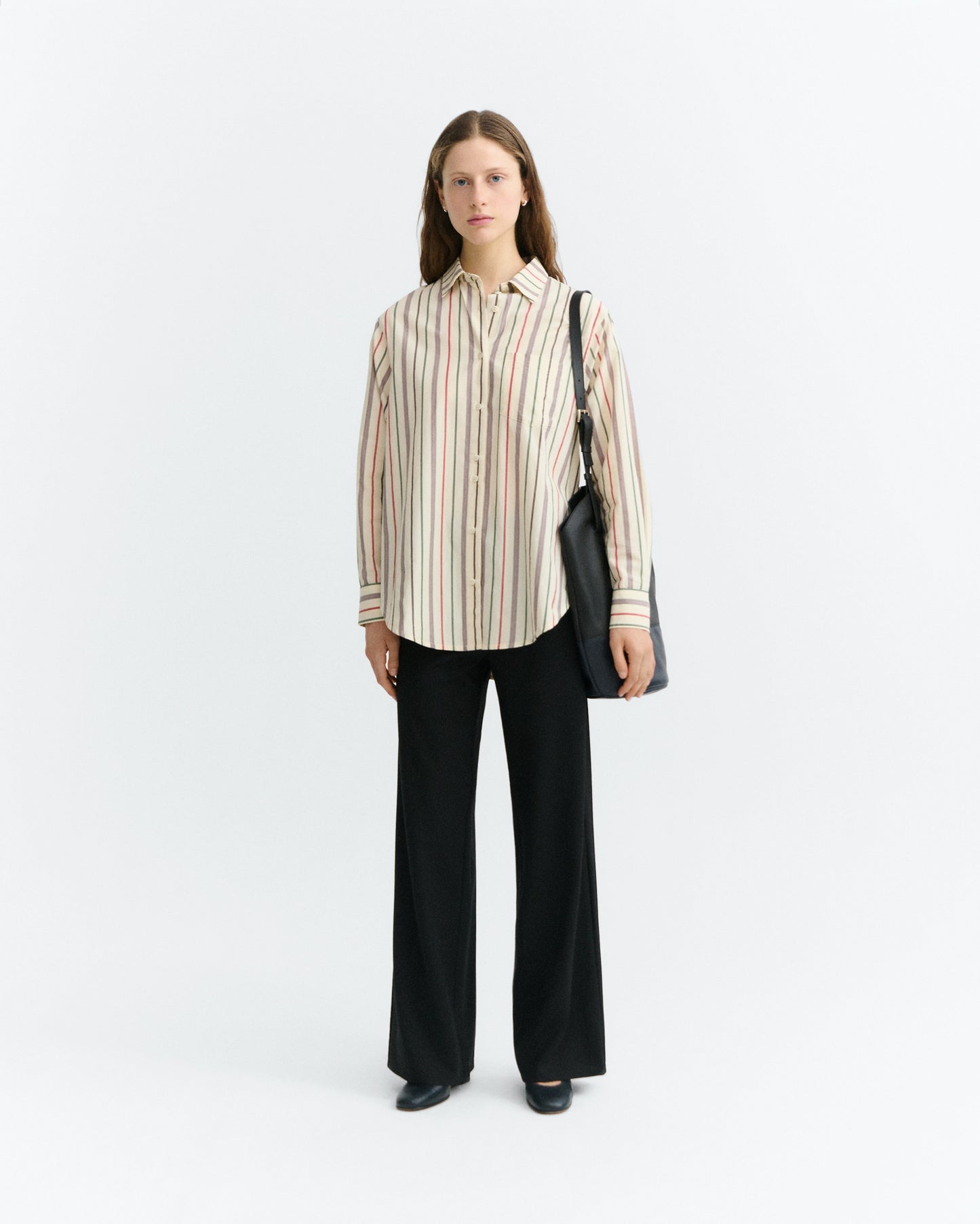 Camisa oversize rayas multicolor cruda Odelia sostenible - 1