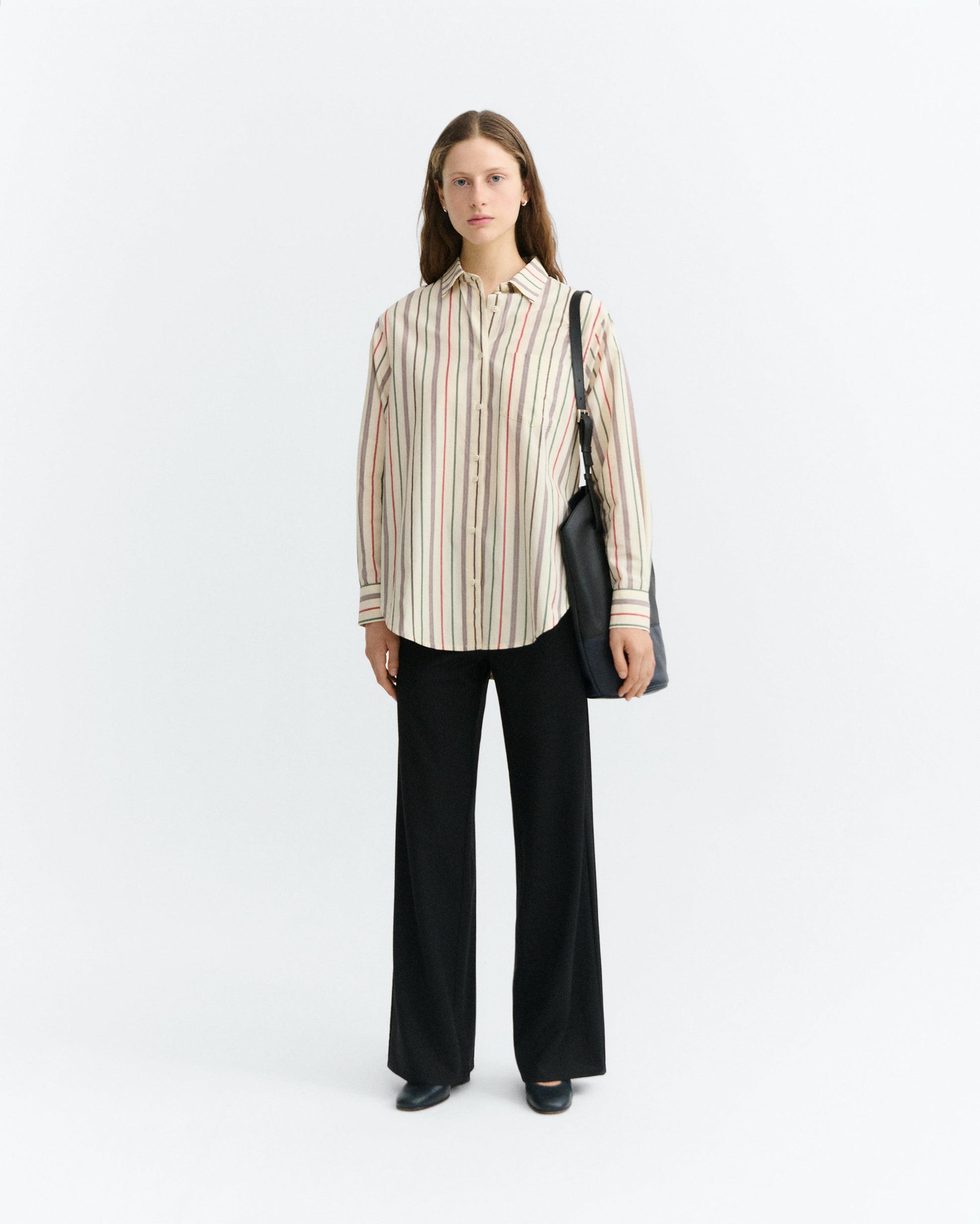 Camisa oversize rayas multicolor cruda Odelia sostenible - 1