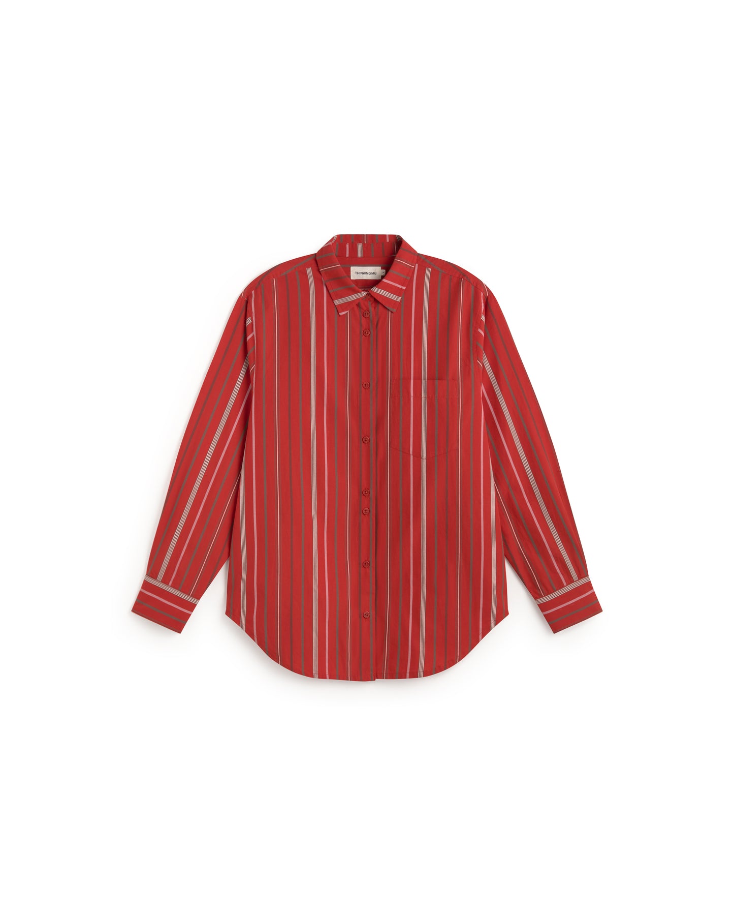 Camisa oversize rayas roja Odelia sostenible silueta - 1