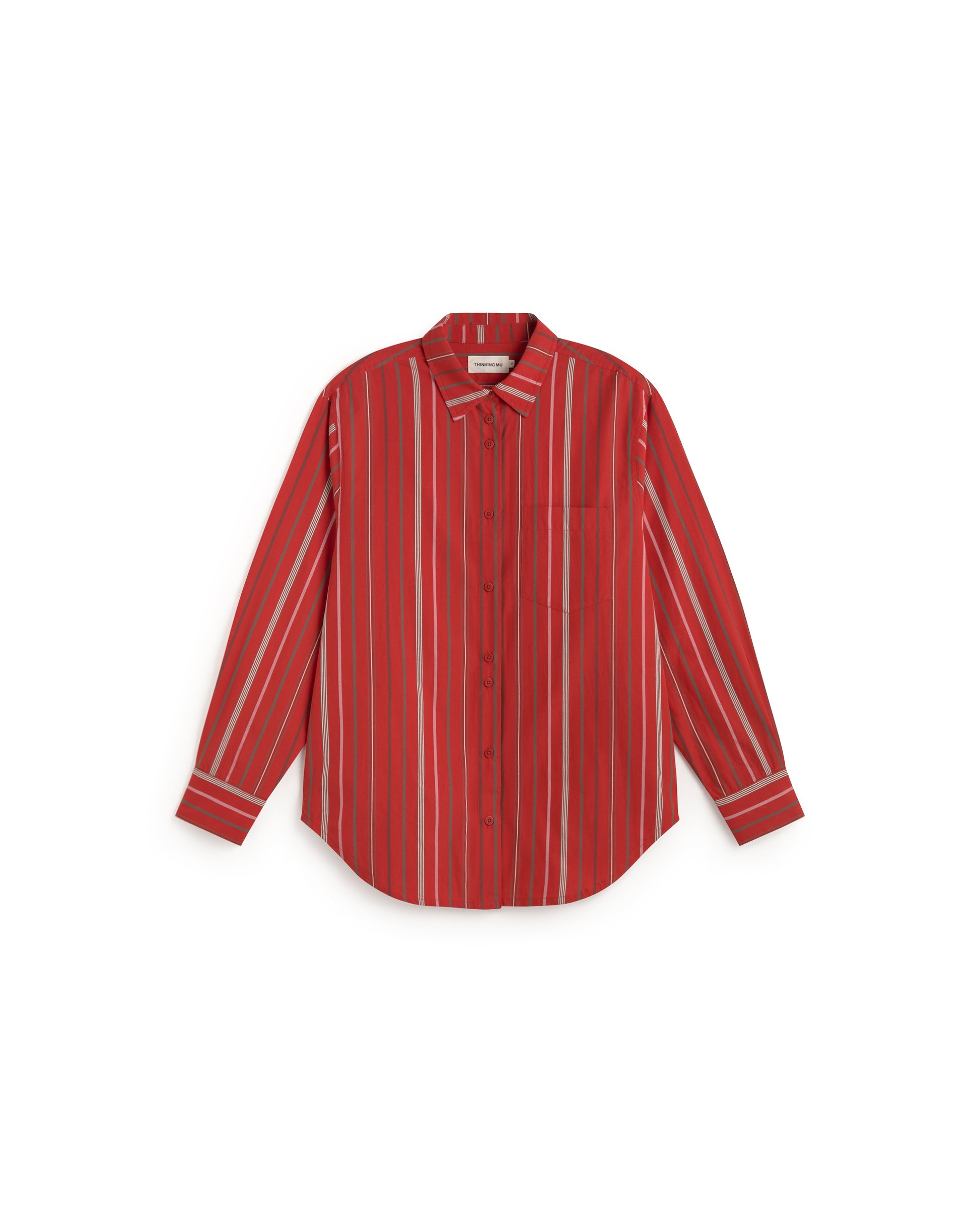 Camisa oversize rayas roja Odelia sostenible silueta - 1