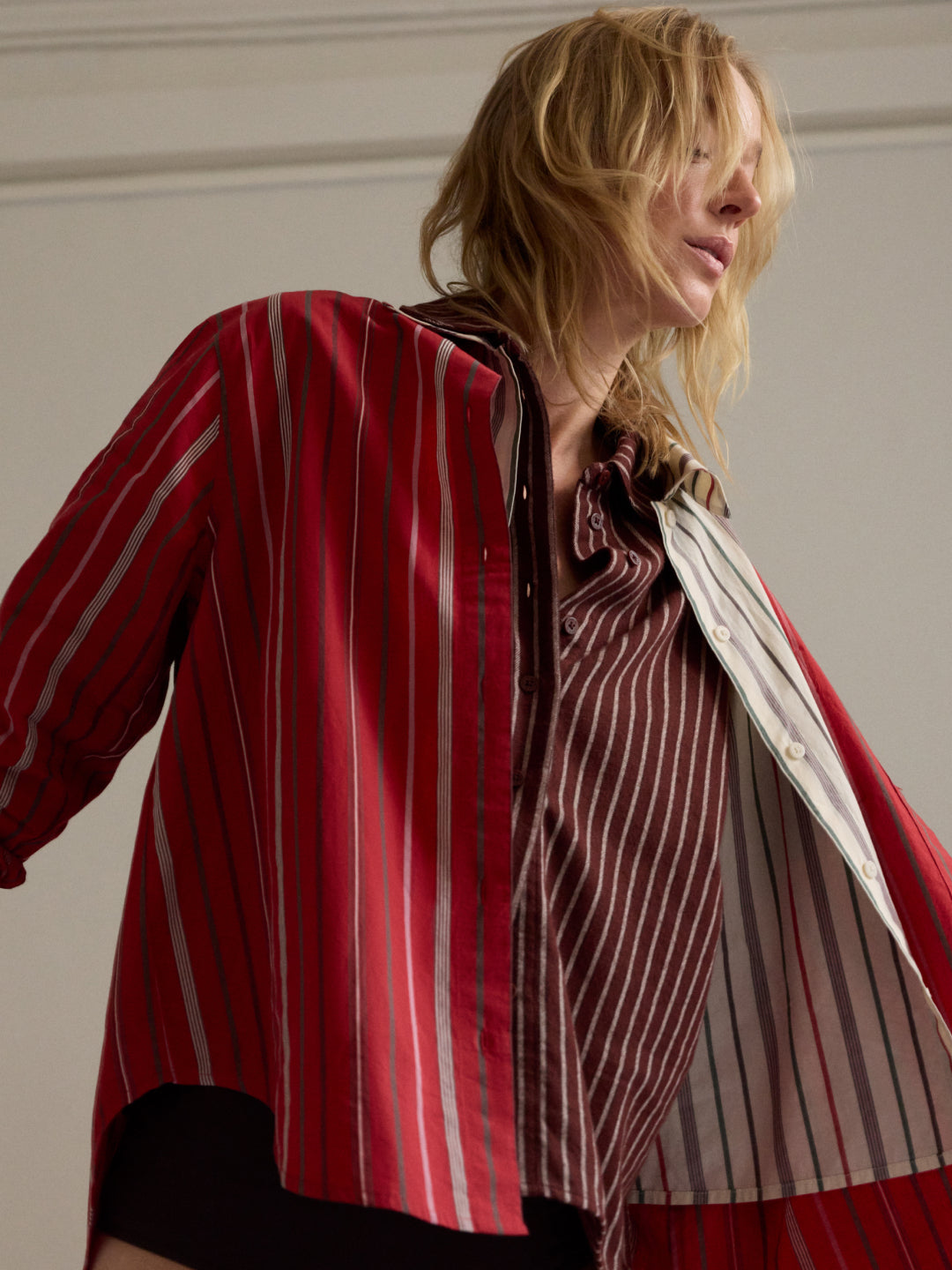 Camisa oversize rayas roja Odelia