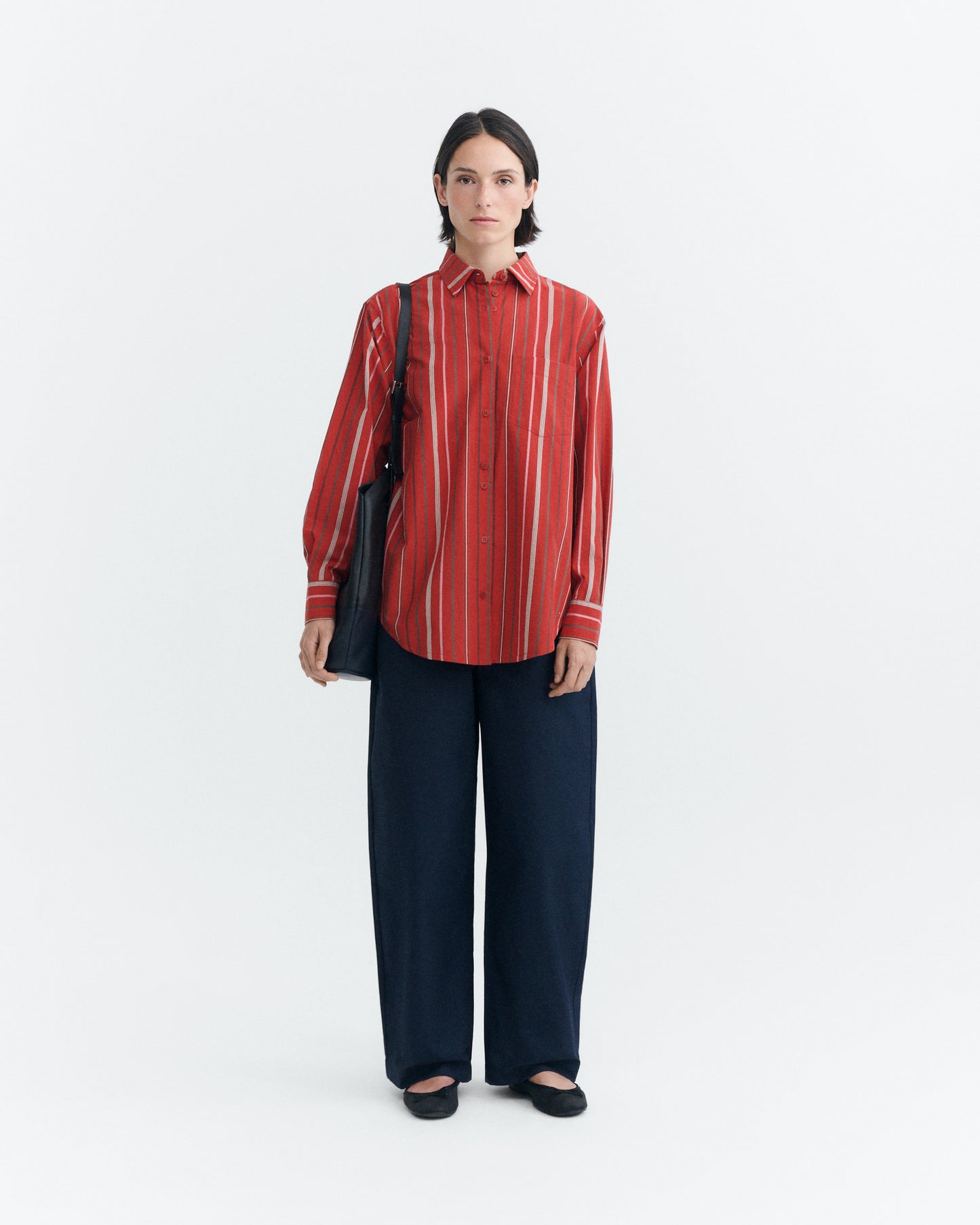 Camisa oversize rayas roja Odelia sostenible - 1