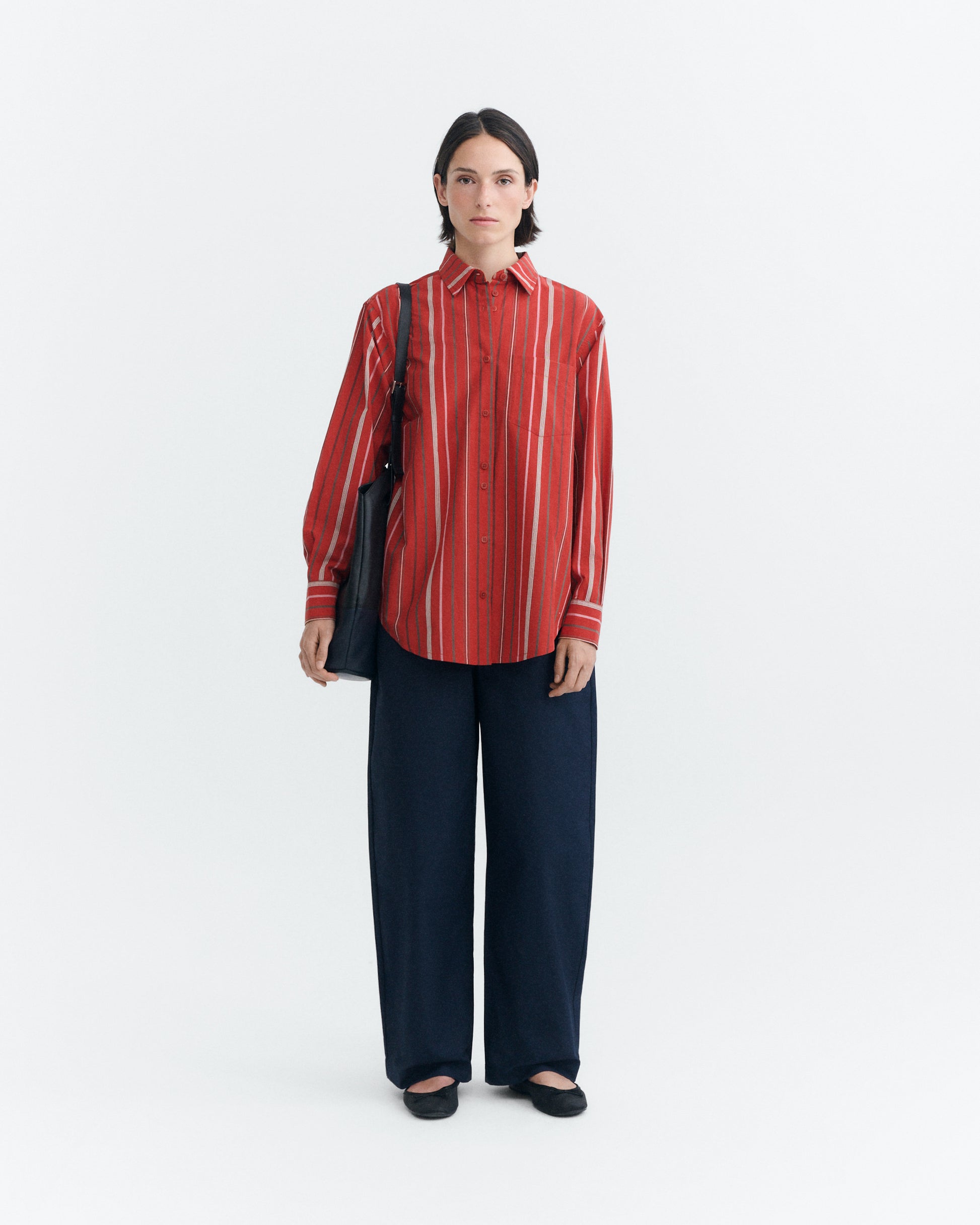 Camisa oversize rayas roja Odelia sostenible - 1