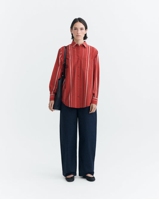 Camisa oversize rayas roja Odelia sostenible - 1
