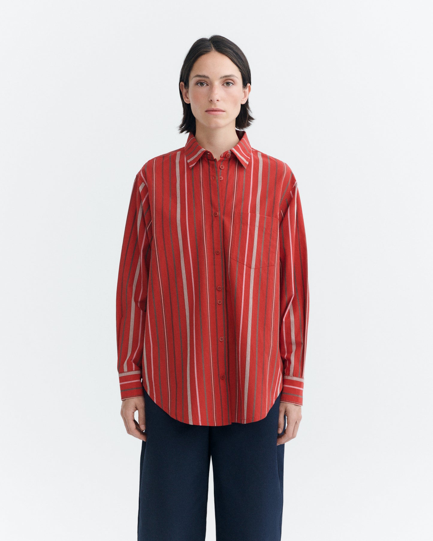 Camisa oversize rayas roja Odelia sostenible - 2
