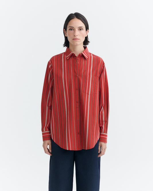 Camisa oversize rayas roja Odelia sostenible - 2
