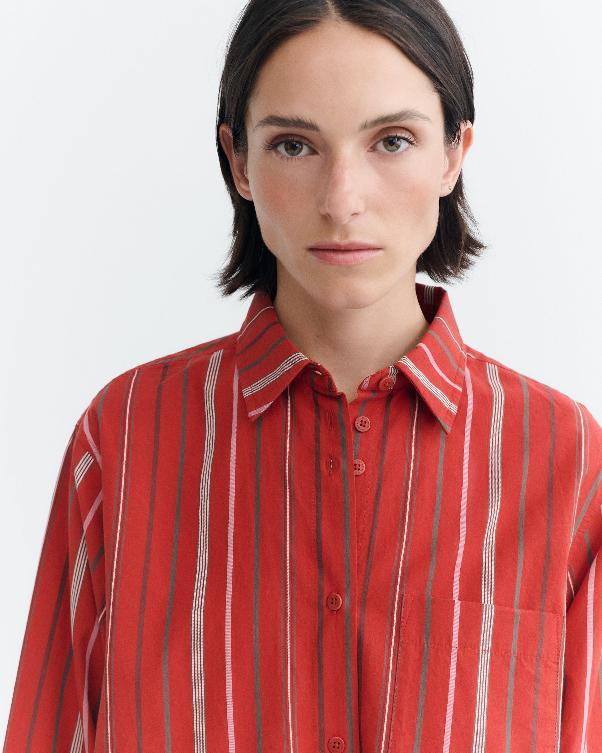 Camisa oversize rayas roja Odelia sostenible - 3