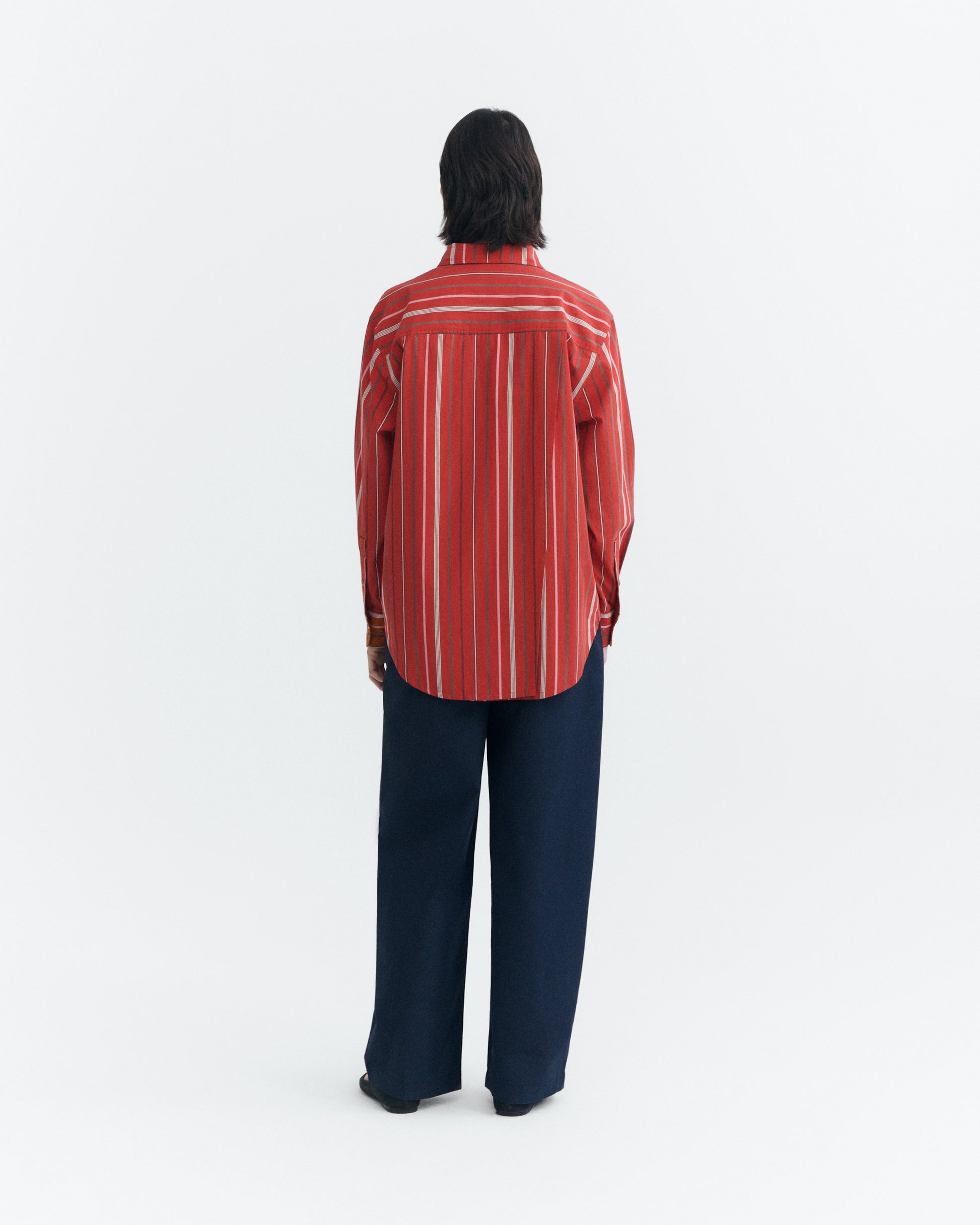 Camisa oversize rayas roja Odelia sostenible - 4