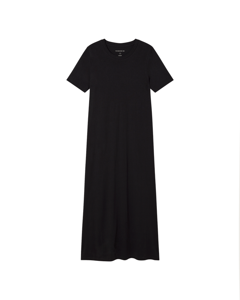 Vestido negro hemp Oueme sostenible -siluetax