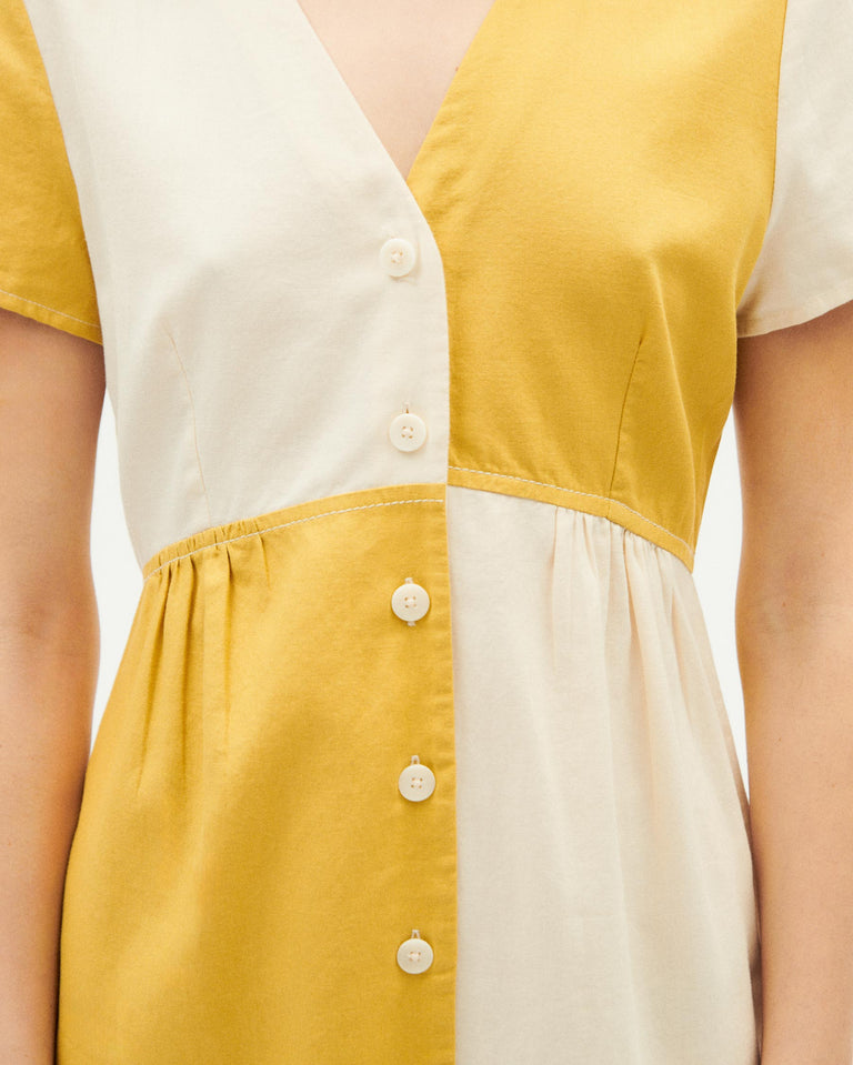 Vestido amarillo patched Hebe sostenible - 3