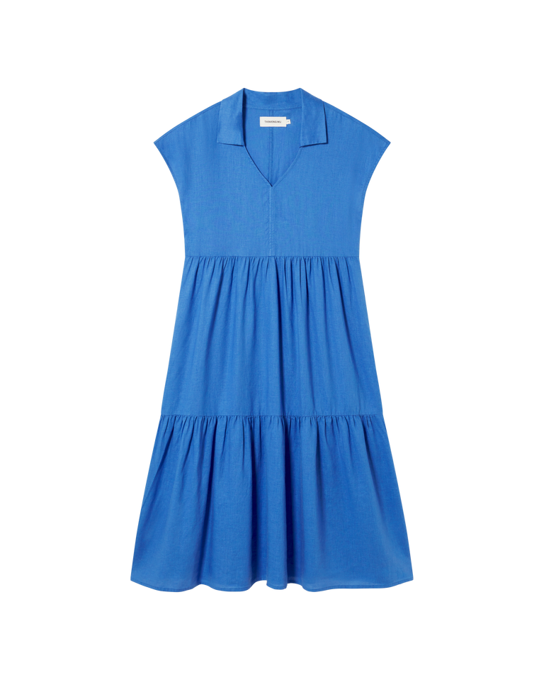 Vestido azul hemp Ona sostenible -siluetax