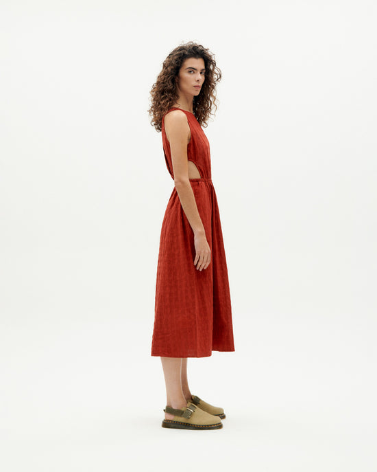 Vestido rojo cuadrito Kin sostenible -1