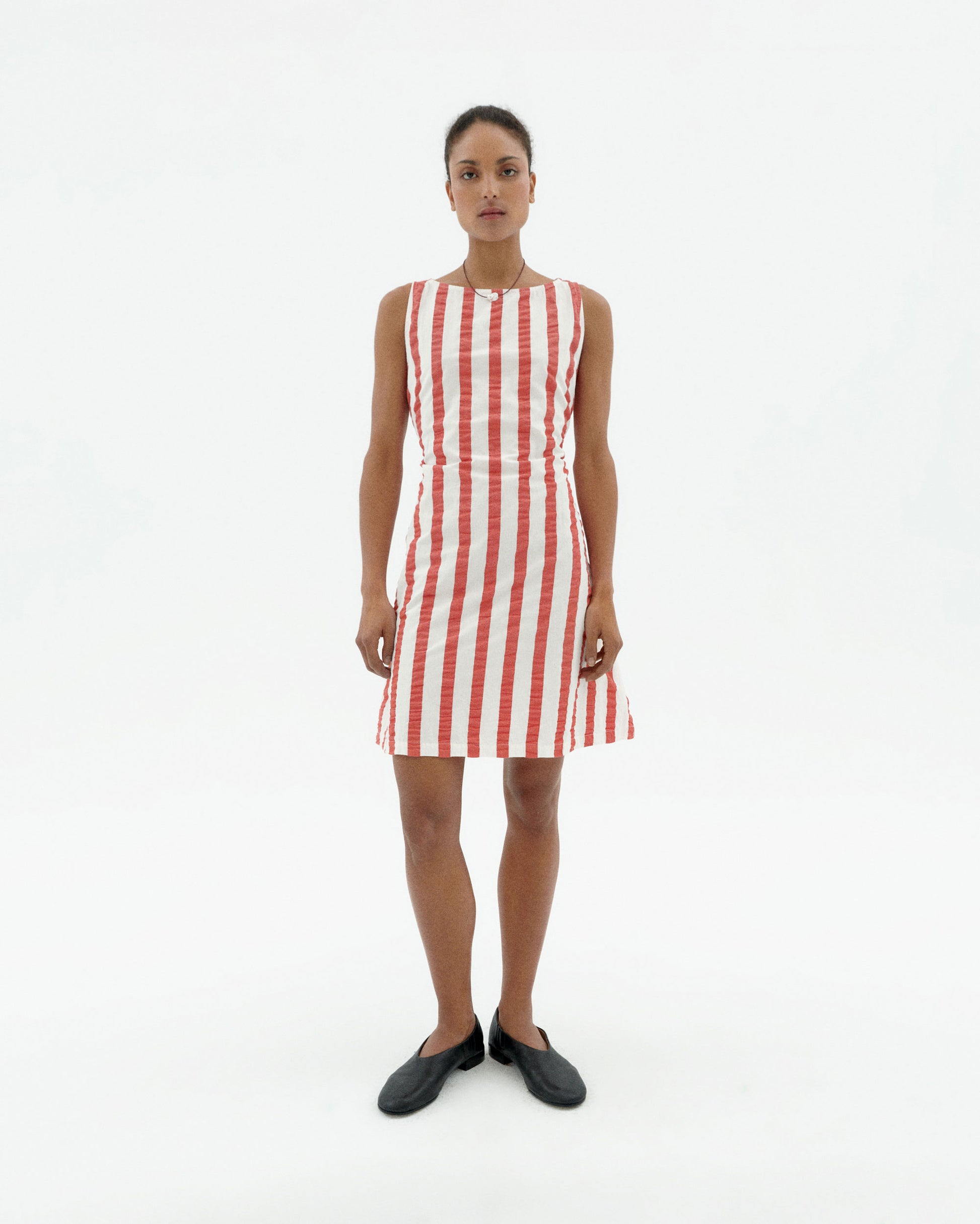Vestido rayas rojas Cecile sostenible-1