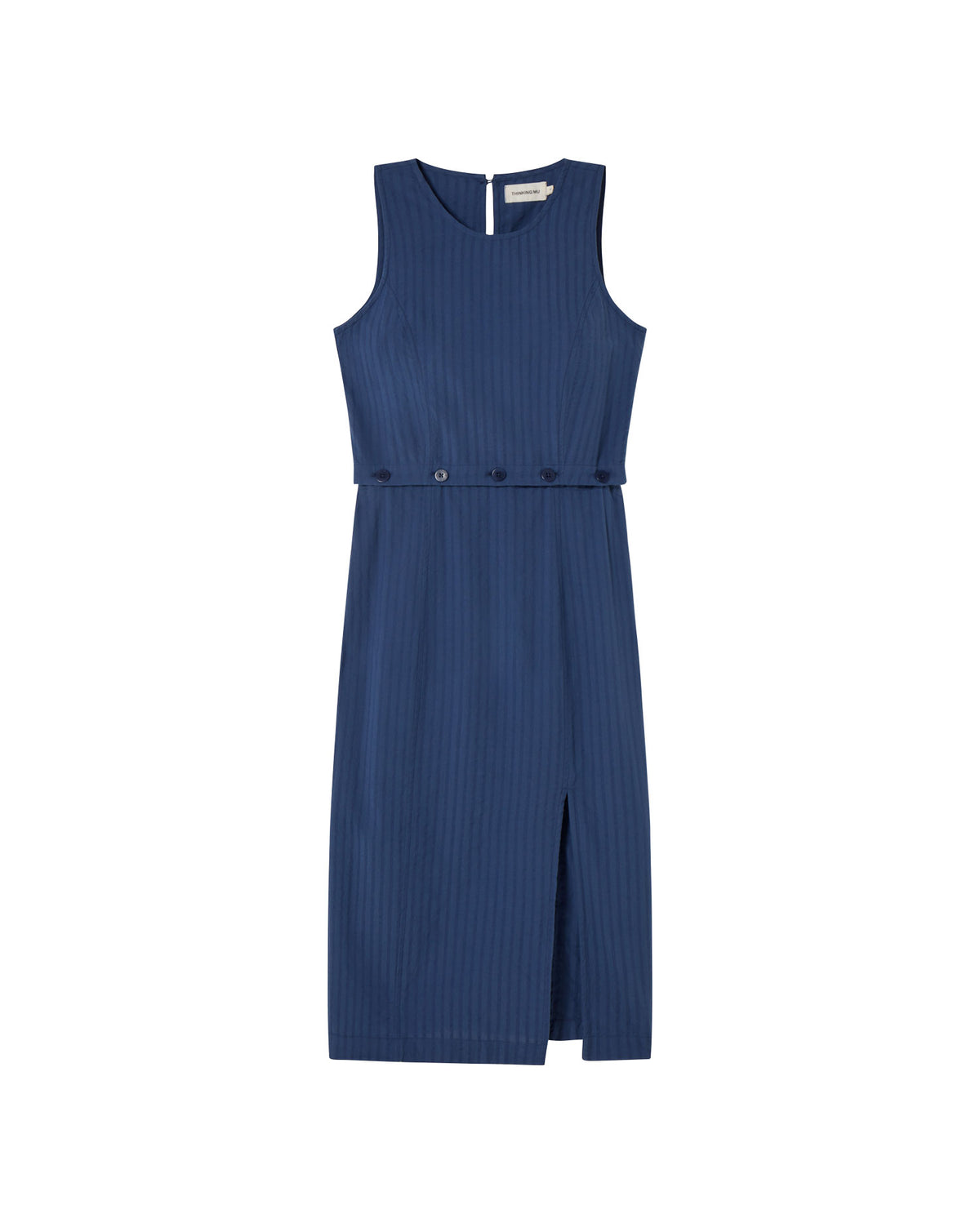 Vestido azul seersucker Wila sostenible - silueta 3