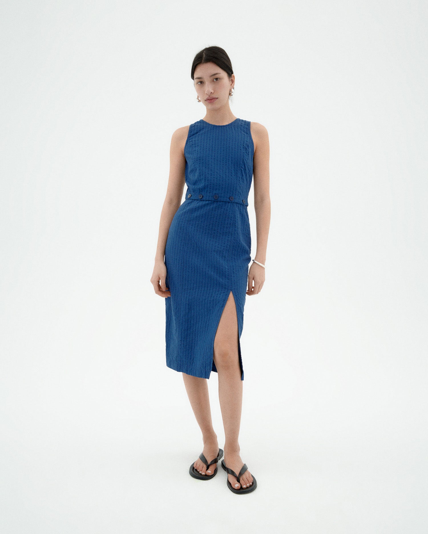 Vestido azul seersucker Wila sostenible-1