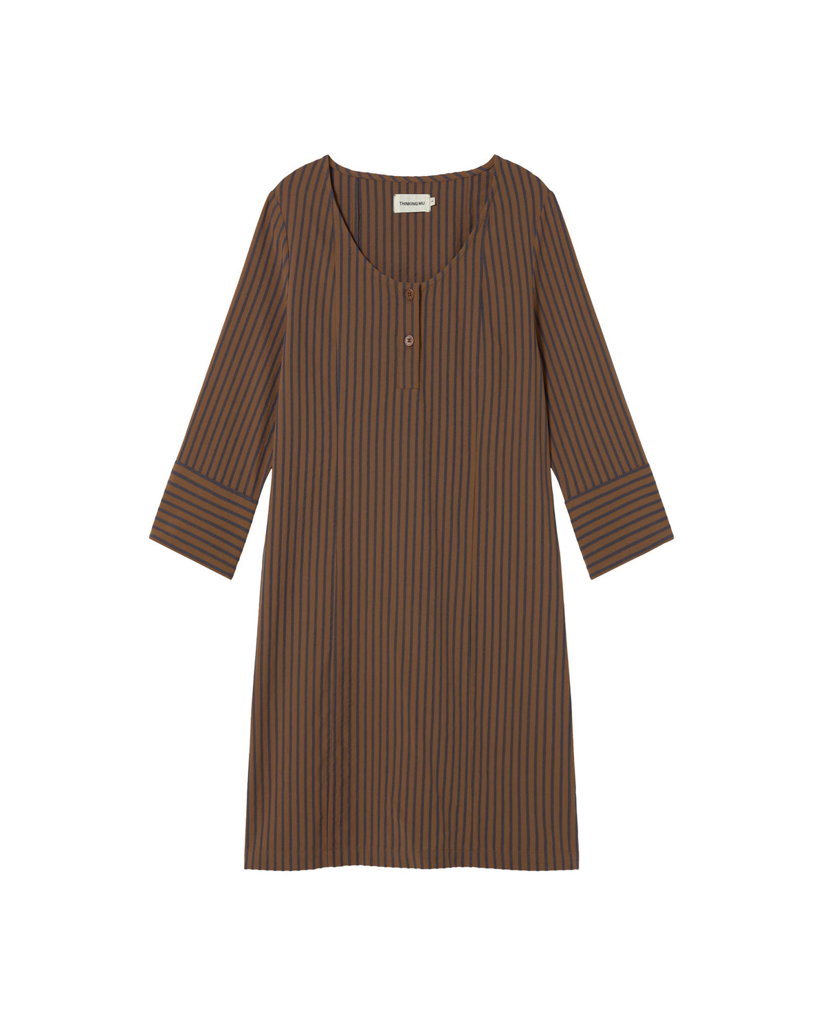 Vestido marrón rayas Maria sostenible - silueta 1