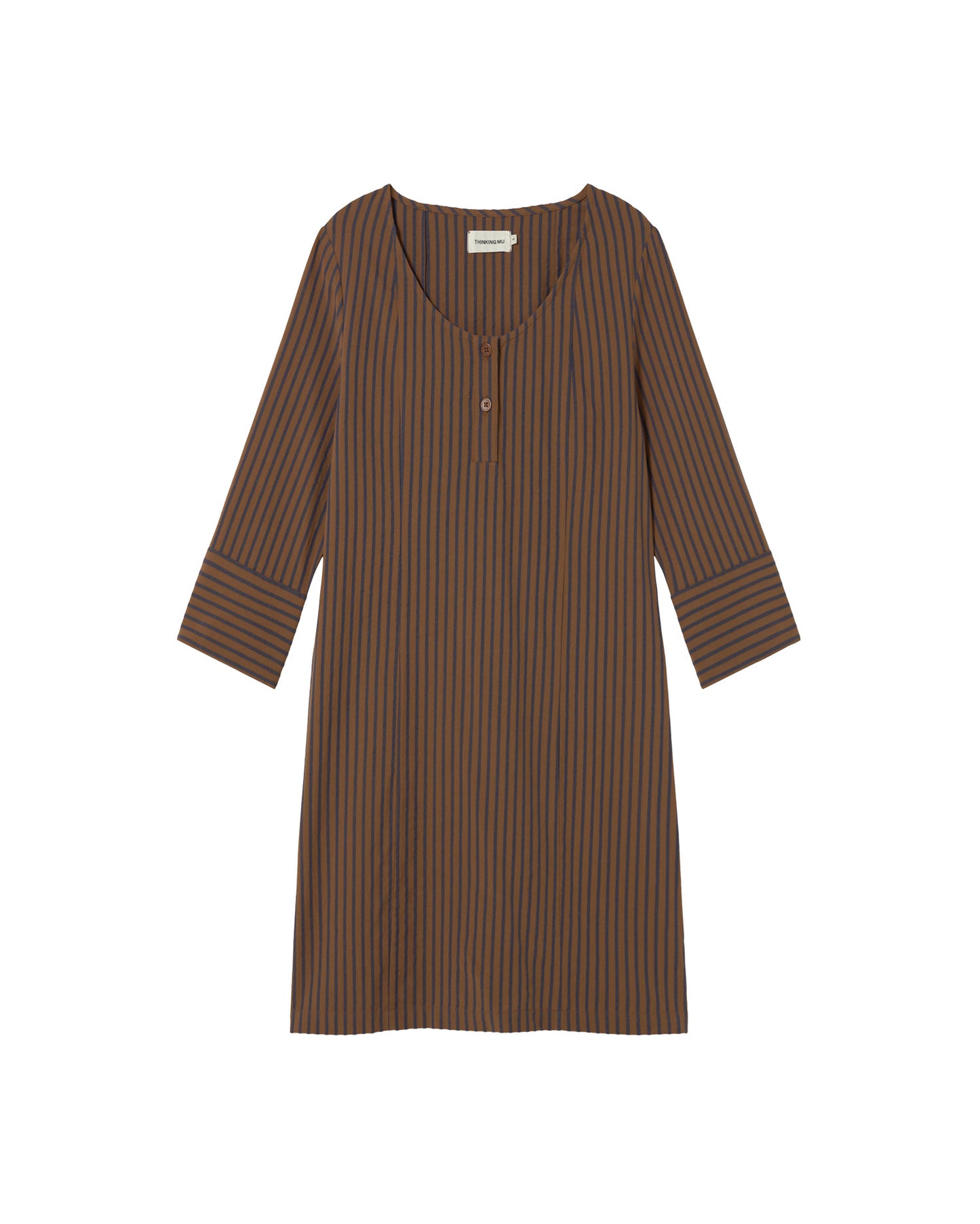 Vestido marrón rayas Maria sostenible - silueta 1