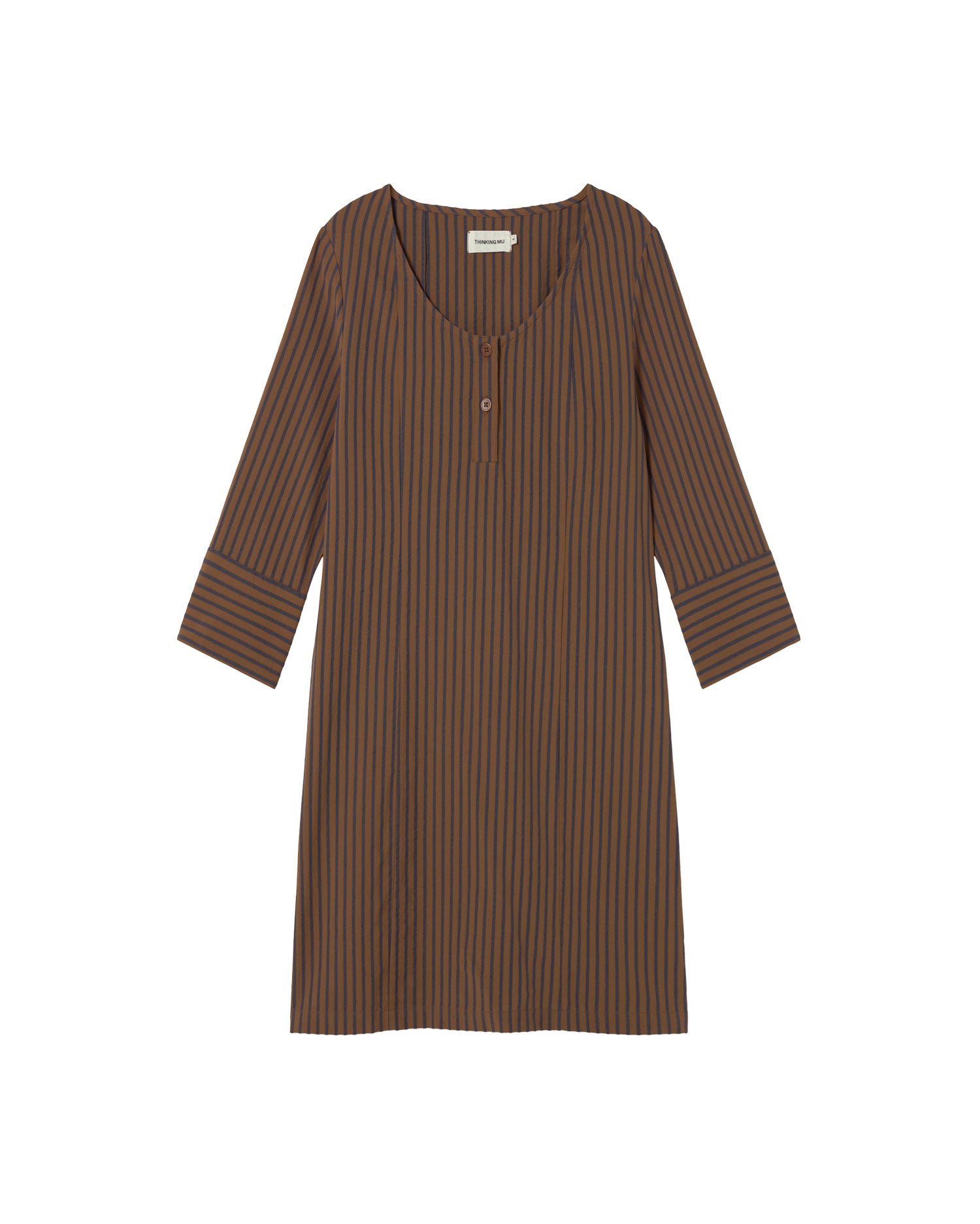 Vestido marrón rayas Maria sostenible - silueta 1