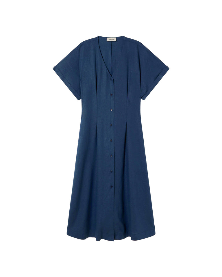 Vestido navy hemp Laura sostenible-silueta 1