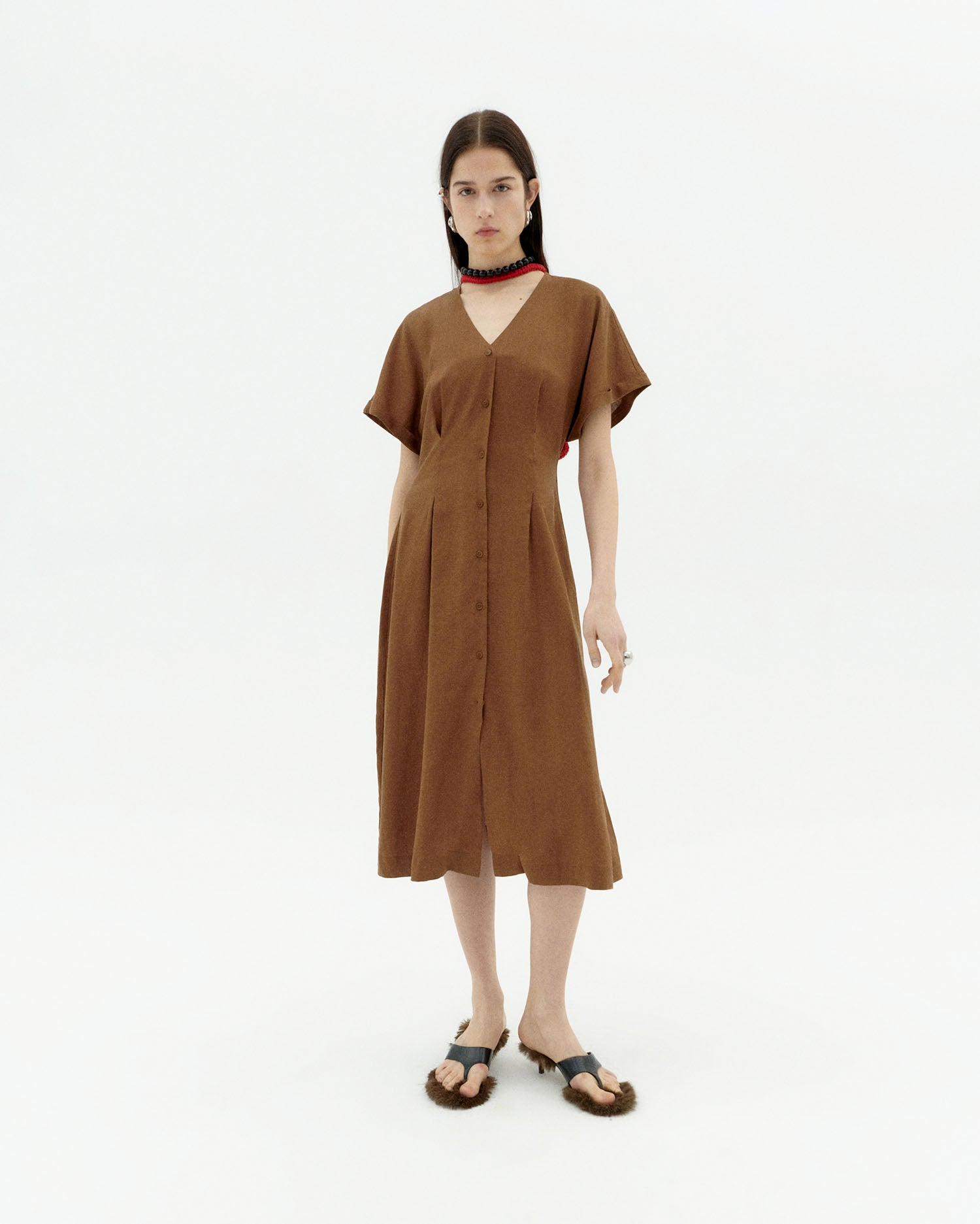 Vestido marrón hemp Laura sostenible-1