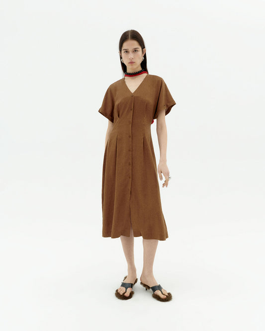 Vestido marrón hemp Laura sostenible-1