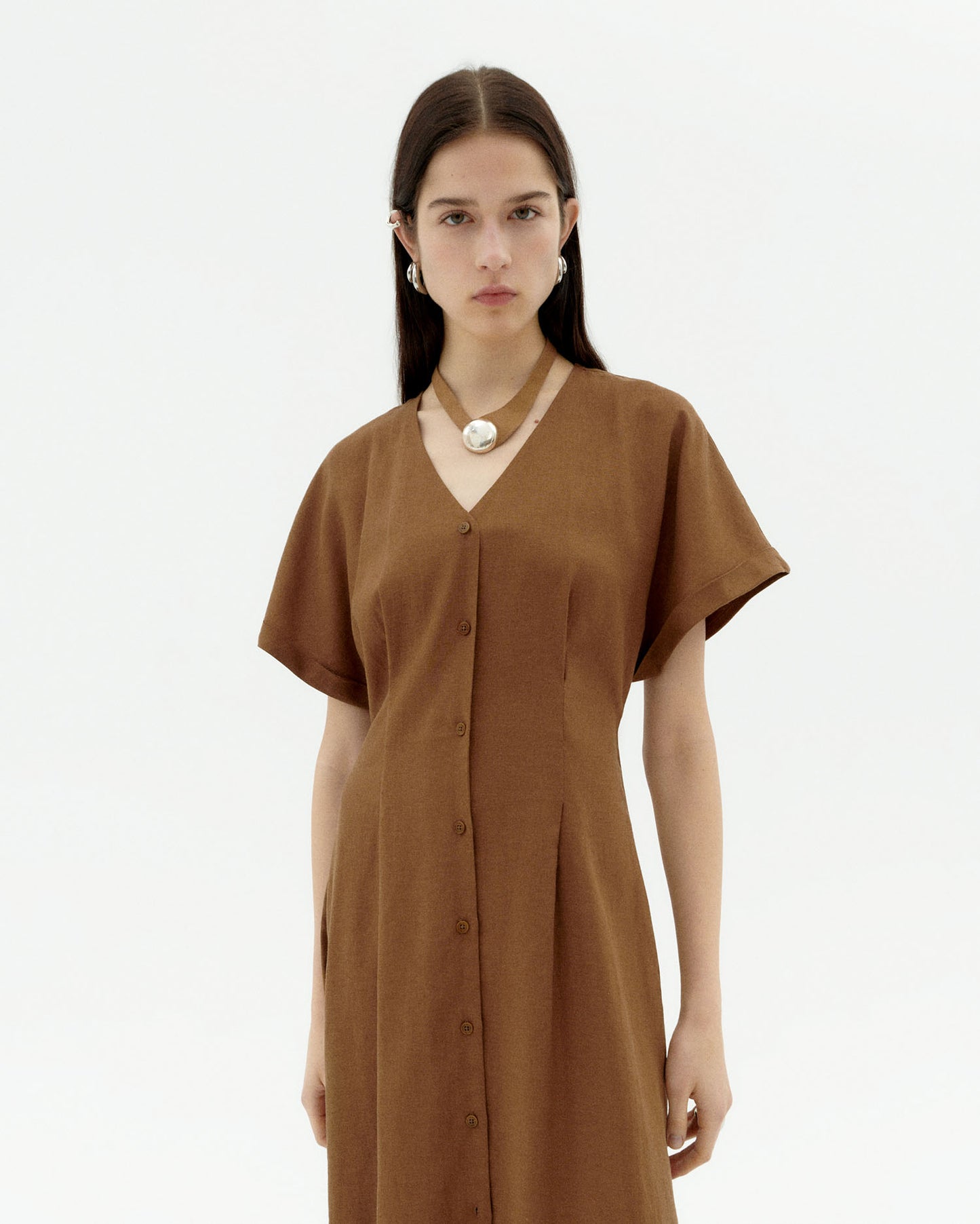 Vestido marrón hemp Laura sostenible-3