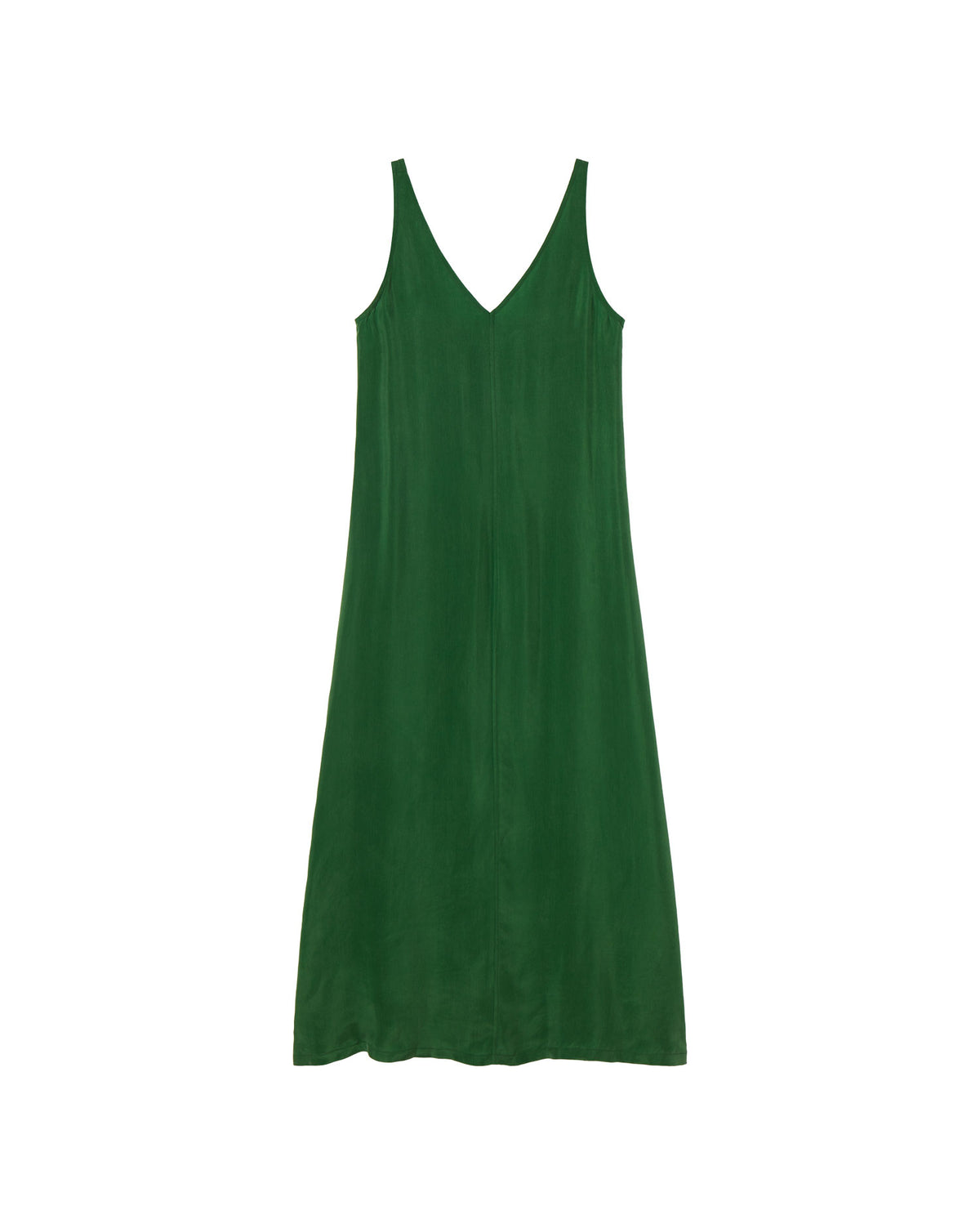 Vestido verde cupro Sade sostenible - silueta 1